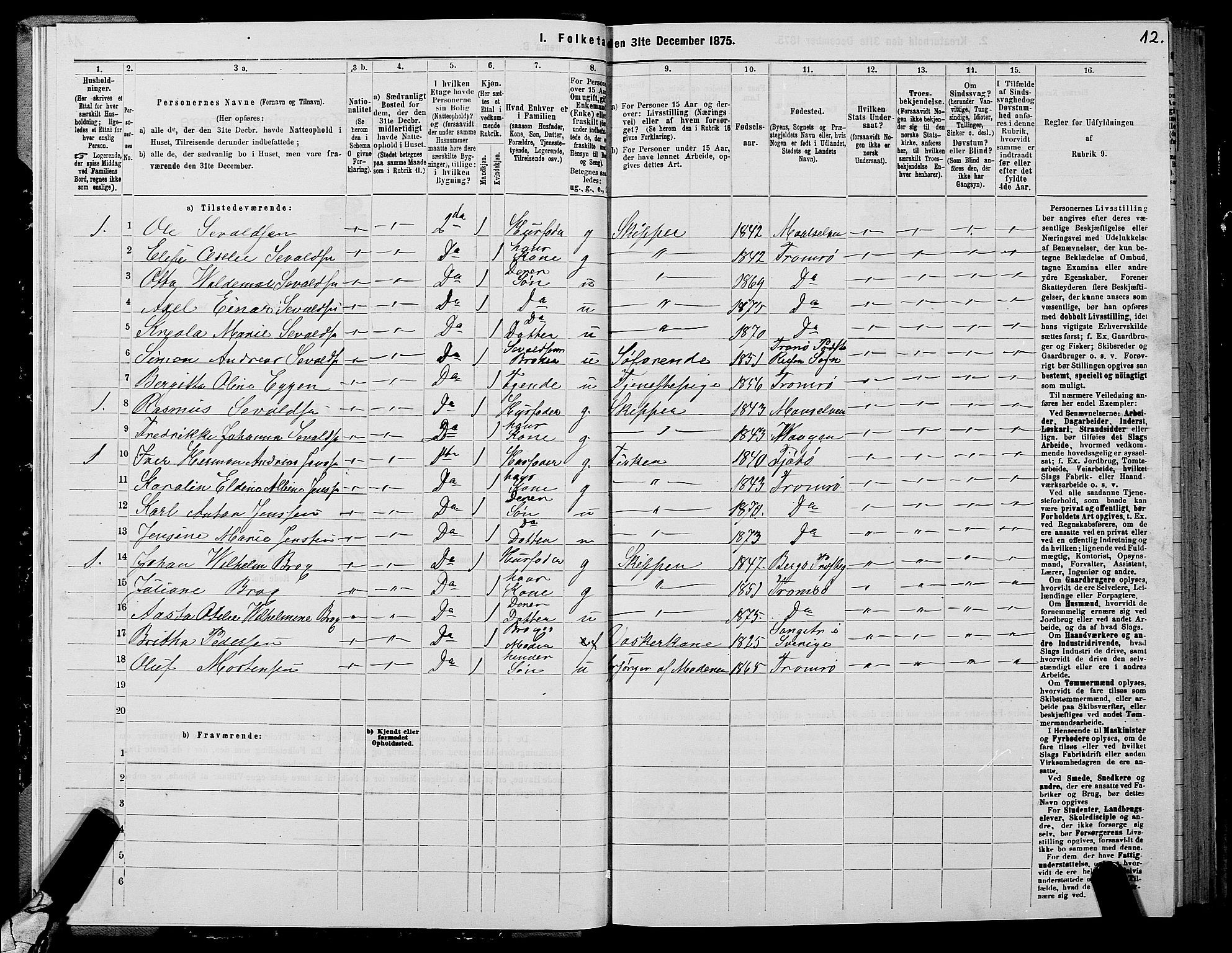 SATØ, 1875 census for 1902P Tromsø, 1875, p. 1012