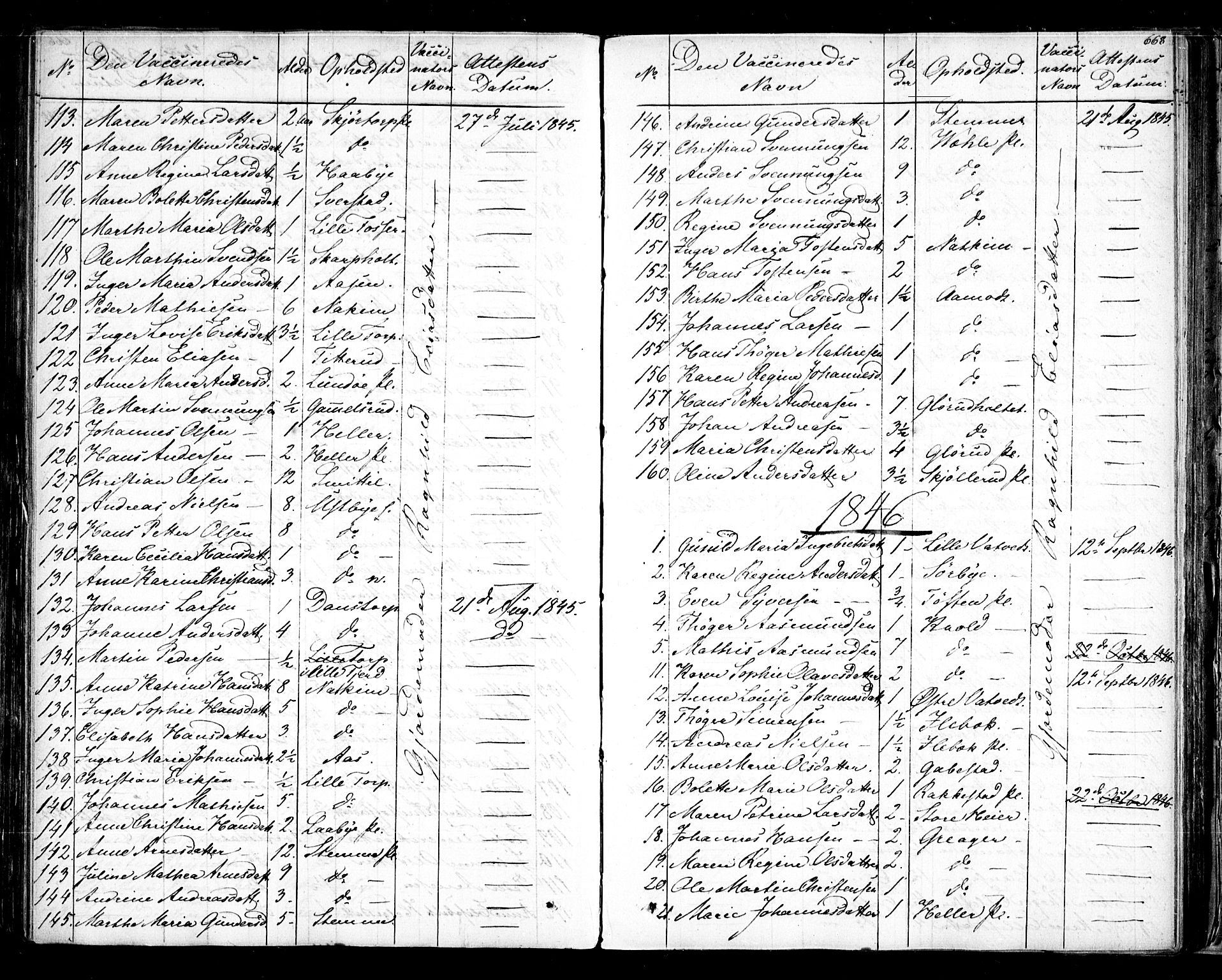Rakkestad prestekontor Kirkebøker, SAO/A-2008/F/Fa/L0008: Parish register (official) no. I 8, 1842-1849, p. 667-668