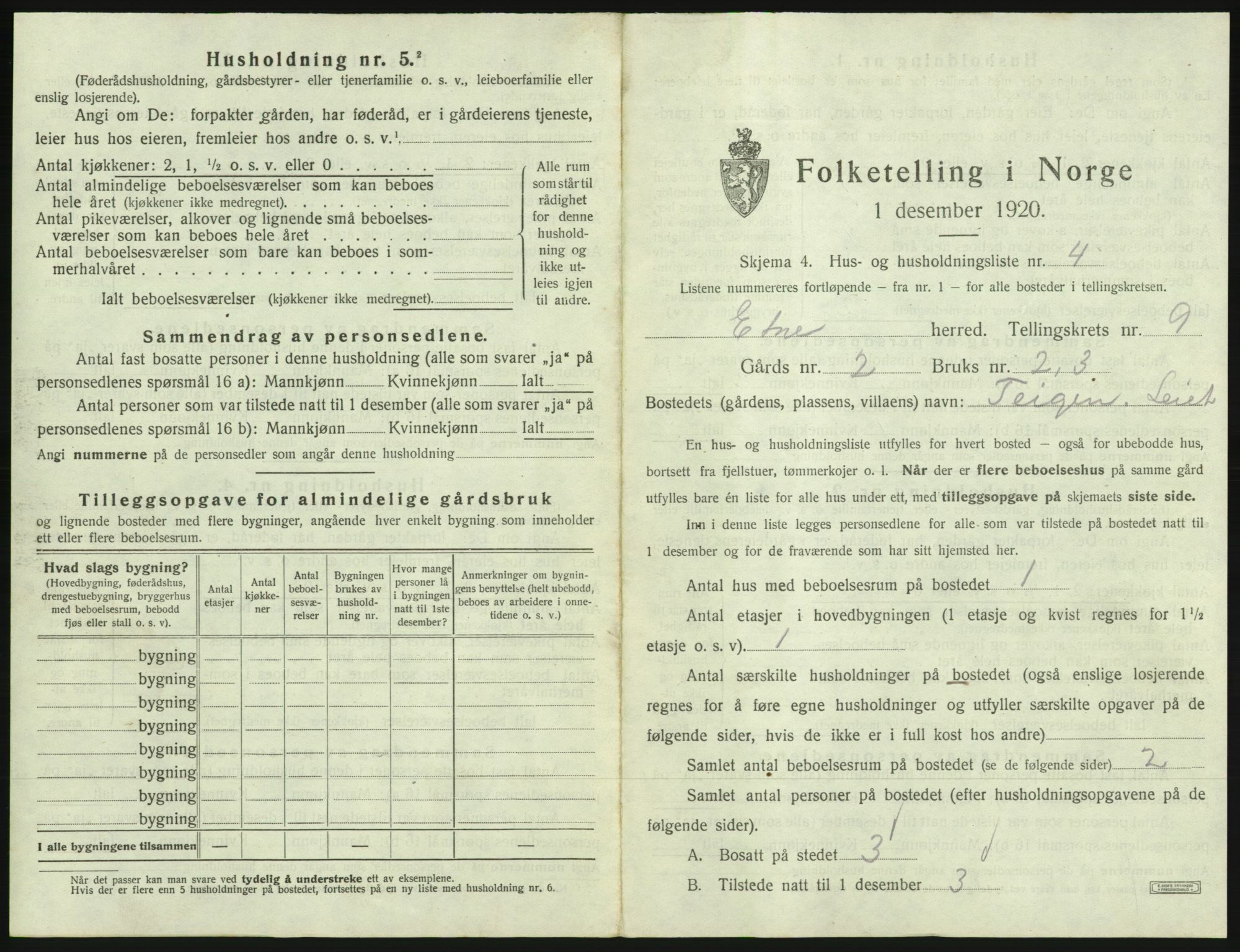 SAB, 1920 census for Etne, 1920, p. 715