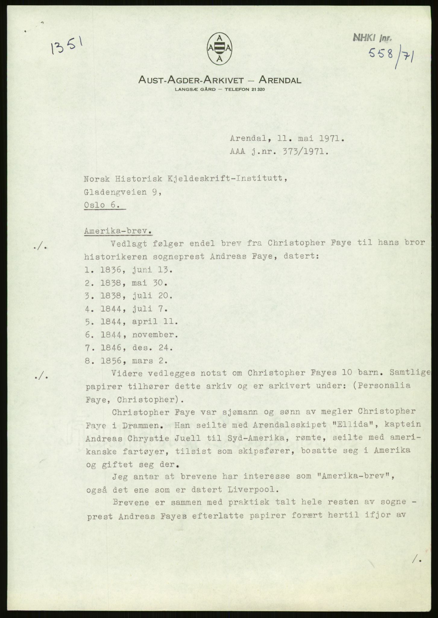 Samlinger til kildeutgivelse, Amerikabrevene, AV/RA-EA-4057/F/L0027: Innlån fra Aust-Agder: Dannevig - Valsgård, 1838-1914, p. 393