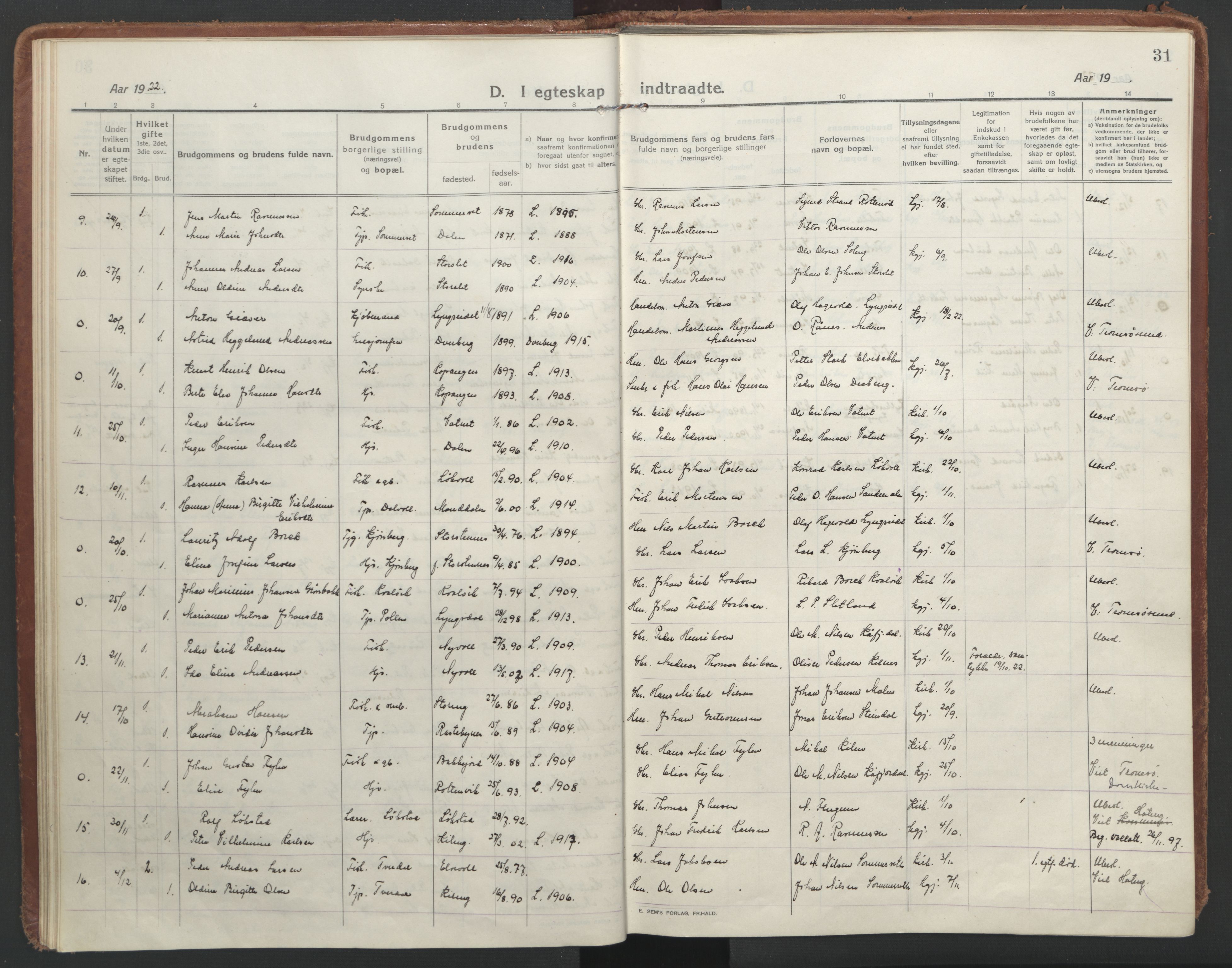 Lyngen sokneprestembete, AV/SATØ-S-1289/H/He/Hea/L0013kirke: Parish register (official) no. 13, 1914-1923, p. 31