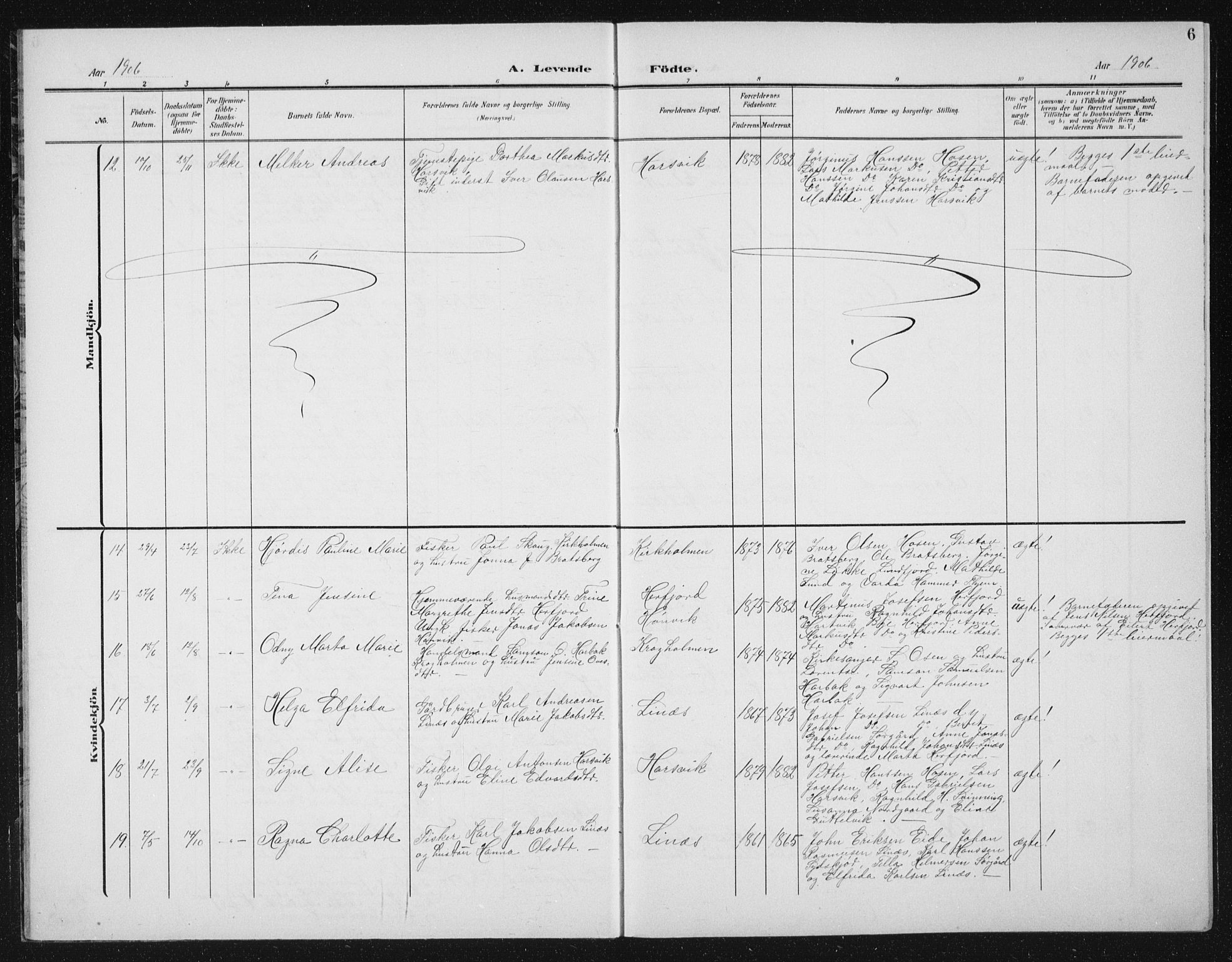 Ministerialprotokoller, klokkerbøker og fødselsregistre - Sør-Trøndelag, SAT/A-1456/656/L0699: Parish register (copy) no. 656C05, 1905-1920, p. 6