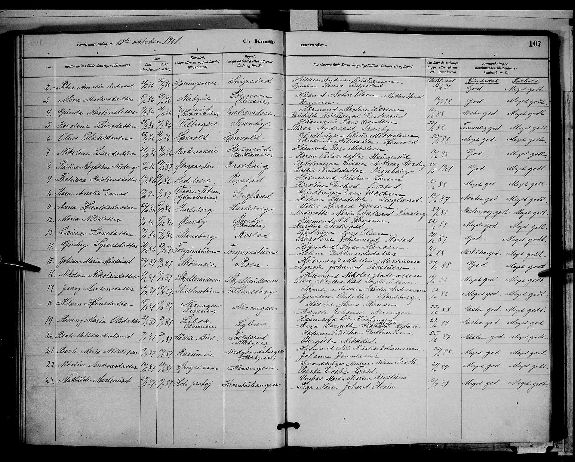 Søndre Land prestekontor, AV/SAH-PREST-122/L/L0003: Parish register (copy) no. 3, 1884-1902, p. 107