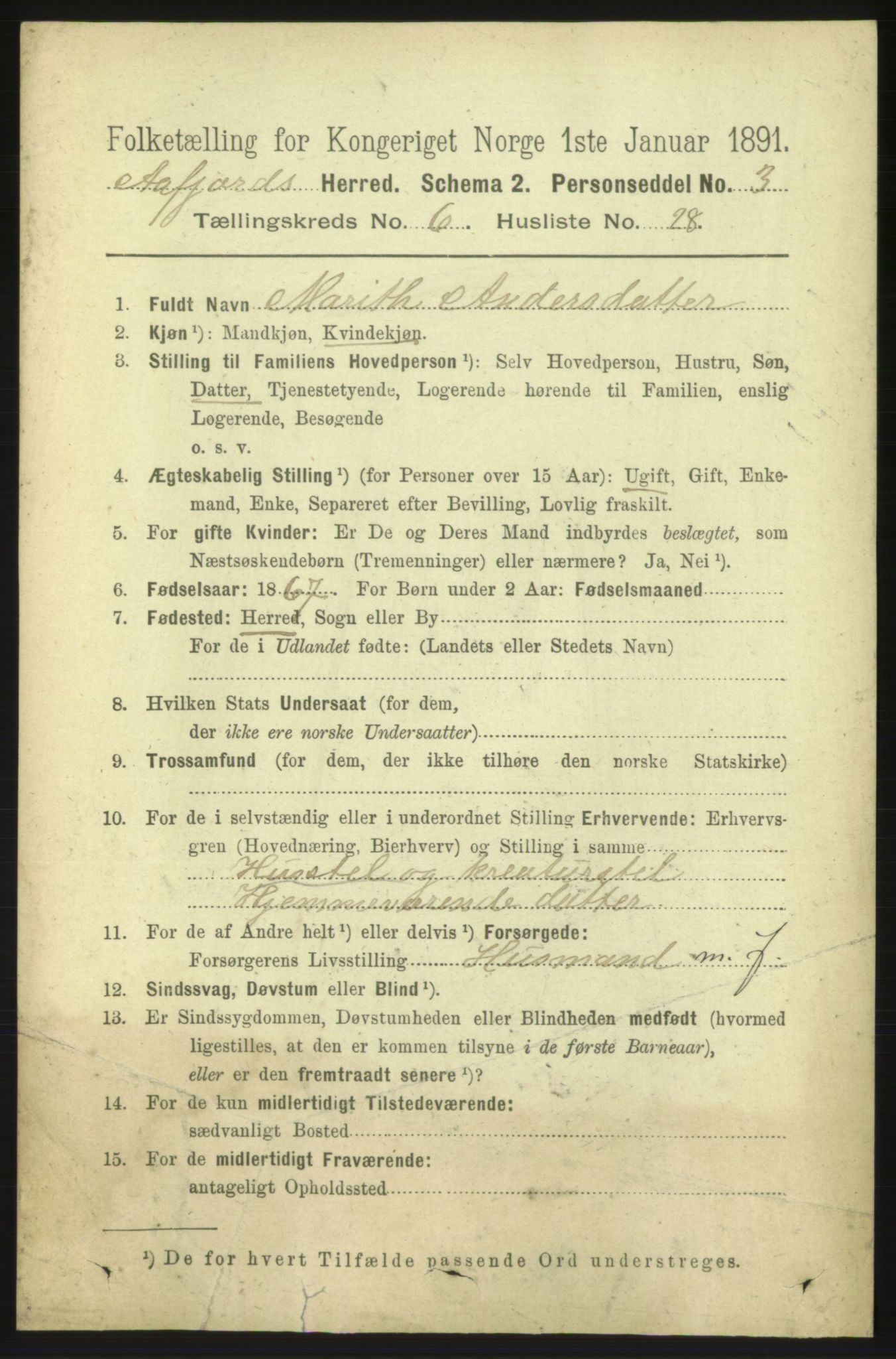 RA, 1891 census for 1630 Åfjord, 1891, p. 1646