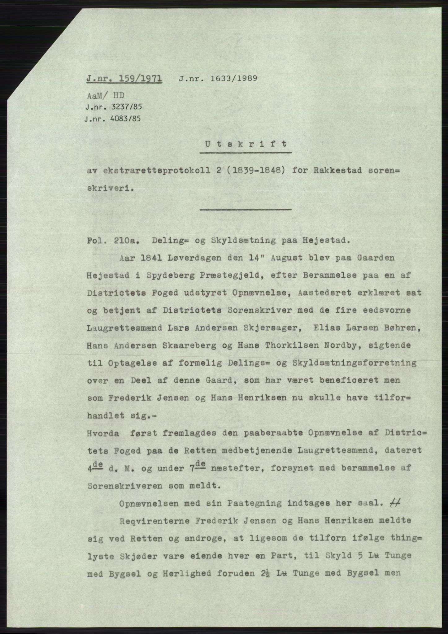 Statsarkivet i Oslo, AV/SAO-A-10621/Z/Zd/L0030: Avskrifter, j.nr 3-2659/1971, 1971, p. 15