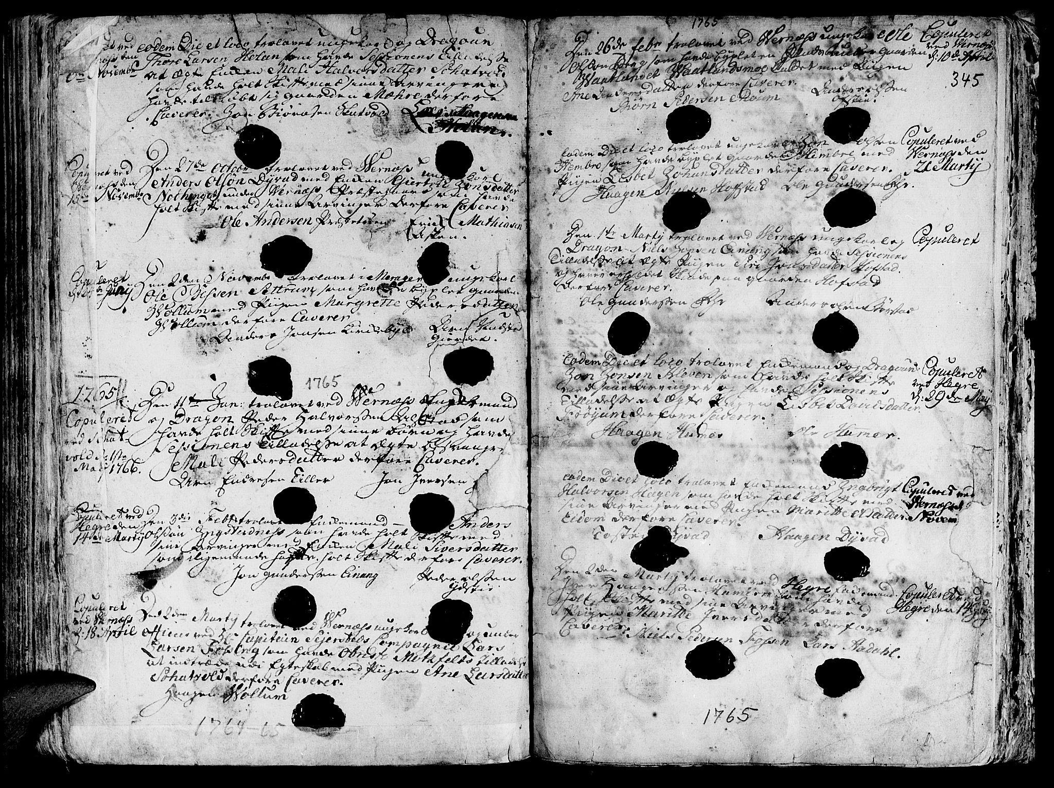 Ministerialprotokoller, klokkerbøker og fødselsregistre - Nord-Trøndelag, SAT/A-1458/709/L0057: Parish register (official) no. 709A05, 1755-1780, p. 345