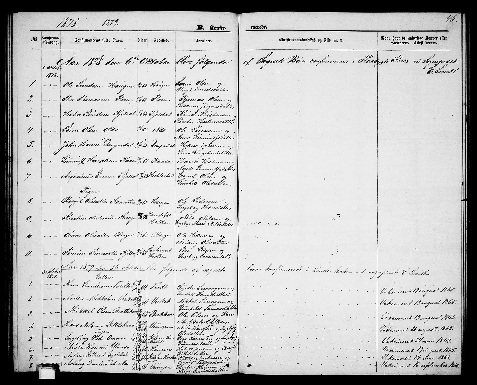 Lunde kirkebøker, AV/SAKO-A-282/G/Gb/L0001: Parish register (copy) no. II 1, 1866-1887, p. 45