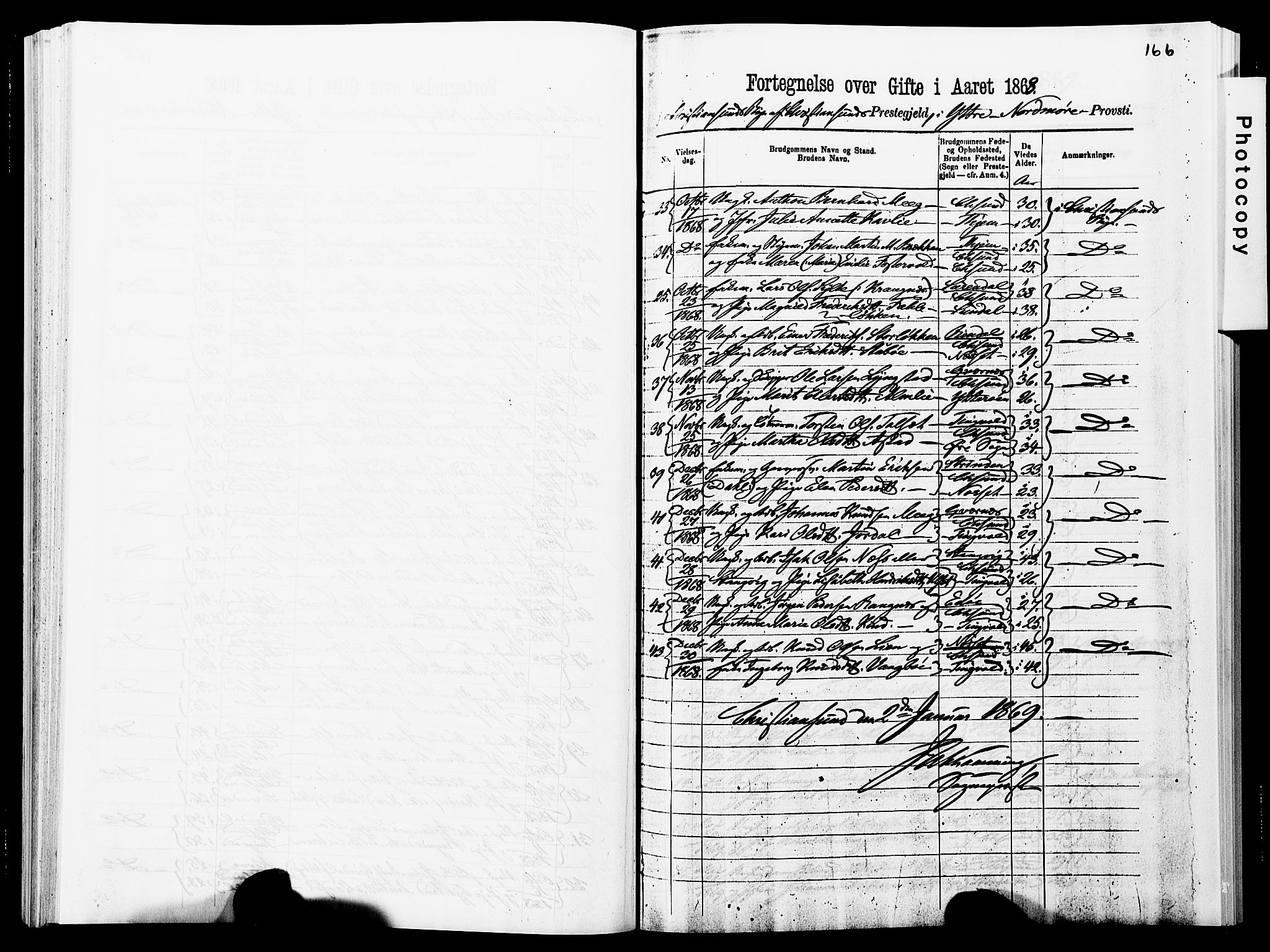 Ministerialprotokoller, klokkerbøker og fødselsregistre - Møre og Romsdal, SAT/A-1454/572/L0857: Parish register (official) no. 572D01, 1866-1872, p. 166