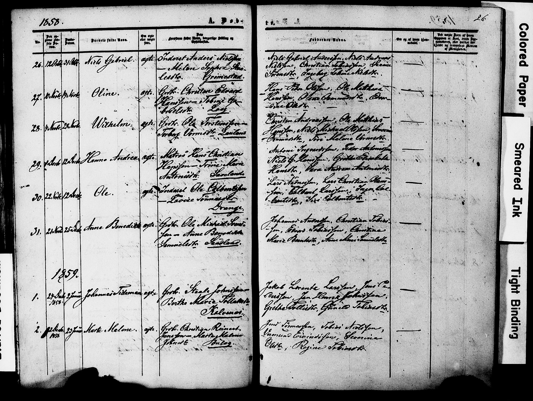 Herad sokneprestkontor, AV/SAK-1111-0018/F/Fa/Faa/L0005: Parish register (official) no. A 5, 1853-1886, p. 26