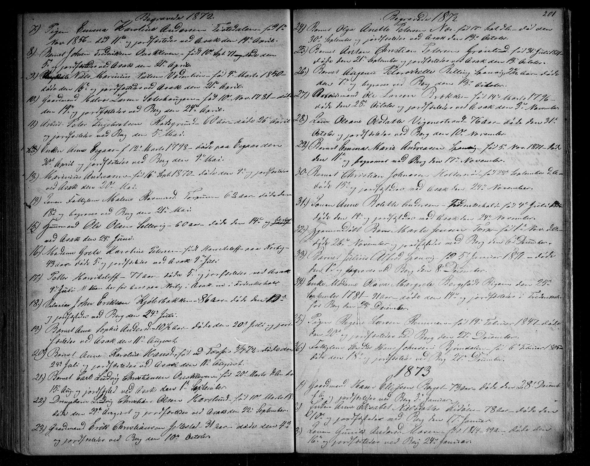 Berg prestekontor Kirkebøker, AV/SAO-A-10902/G/Ga/L0004: Parish register (copy) no. I 4, 1867-1922, p. 201