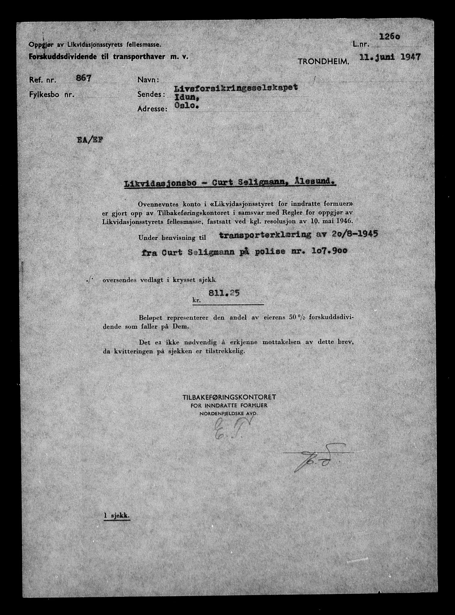 Justisdepartementet, Tilbakeføringskontoret for inndratte formuer, AV/RA-S-1564/H/Hc/Hcb/L0915: --, 1945-1947, p. 387