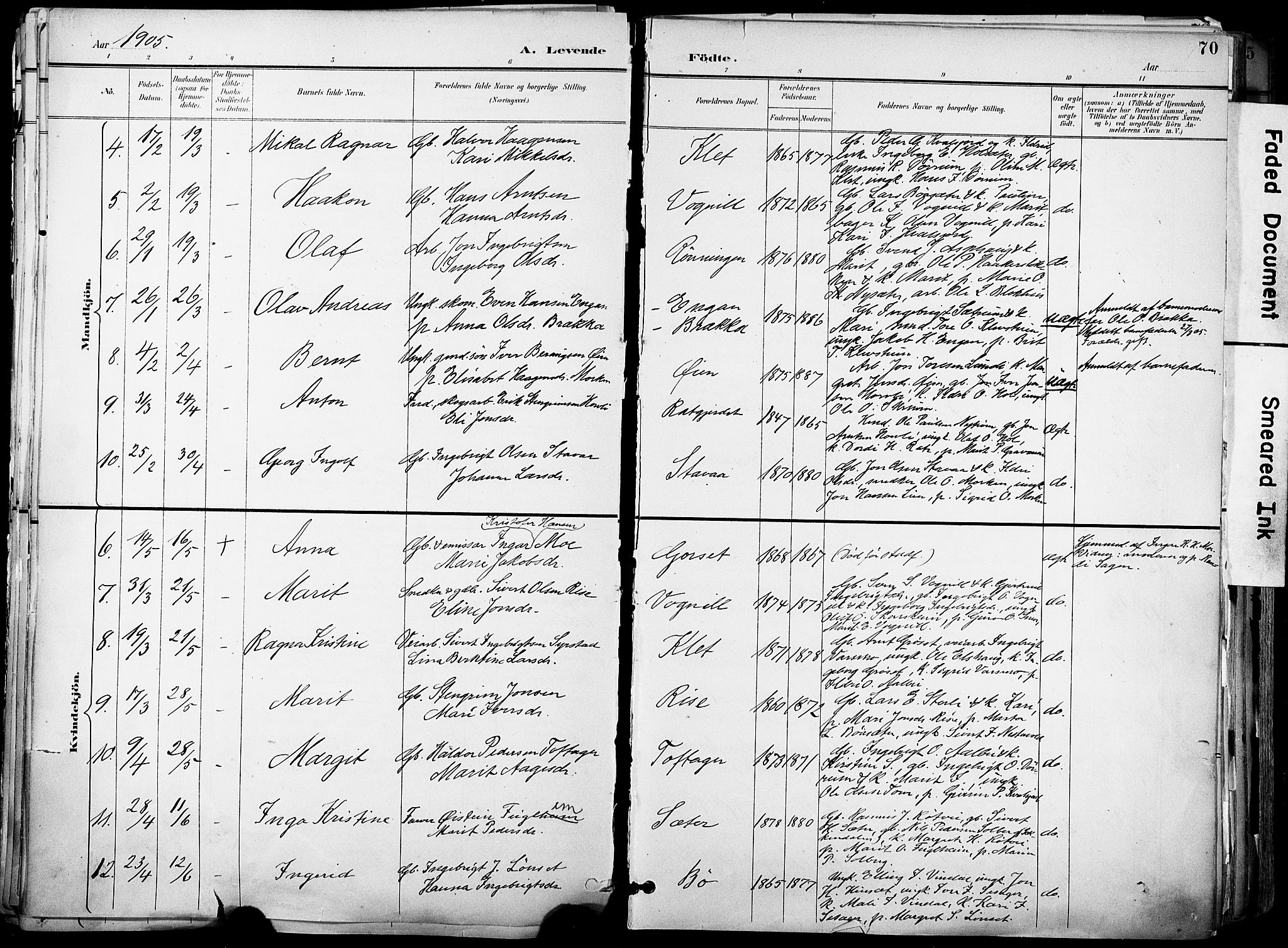 Ministerialprotokoller, klokkerbøker og fødselsregistre - Sør-Trøndelag, SAT/A-1456/678/L0902: Parish register (official) no. 678A11, 1895-1911, p. 70