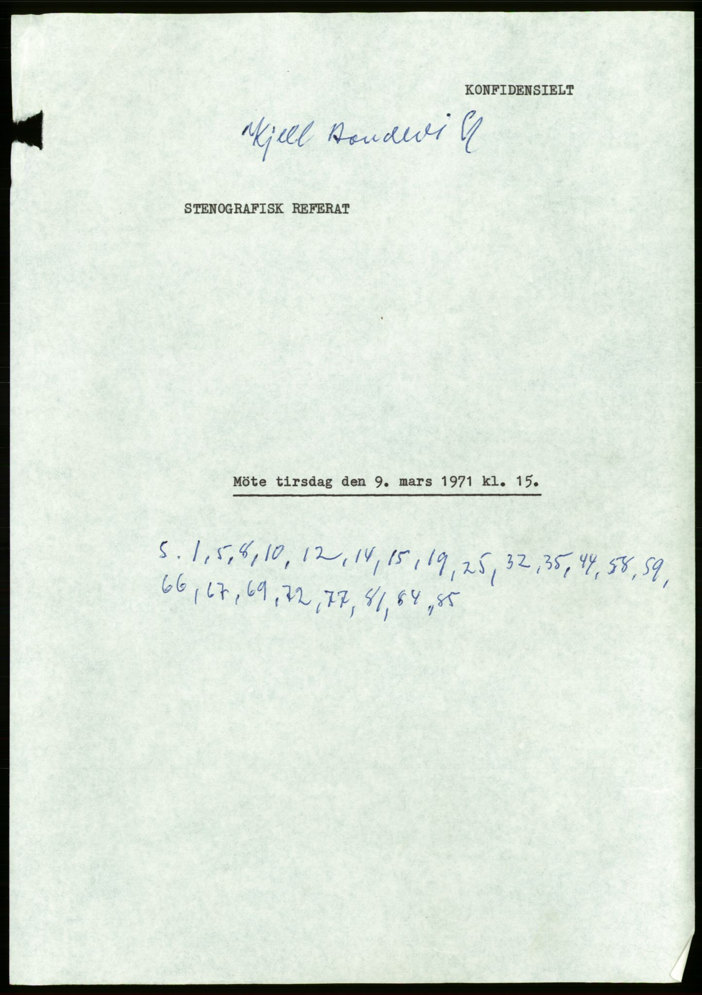 Forhandlingsmøtene mars 1971 mellom Høyre, Kristelig Folkeparti, Senterpartiet og Venstre om dannelse av regjering, AV/RA-PA-0416/A/L0001: --, 1971, p. 154