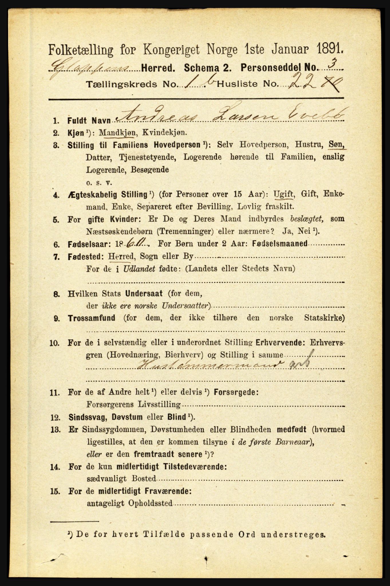 RA, 1891 census for 1445 Gloppen, 1891, p. 525