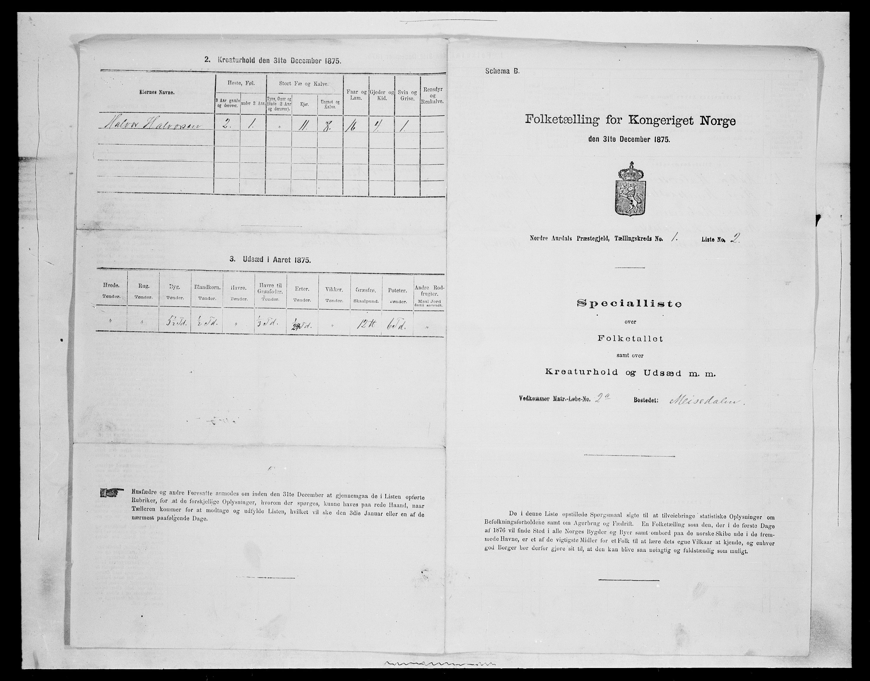 SAH, 1875 census for 0542P Nord-Aurdal, 1875, p. 120