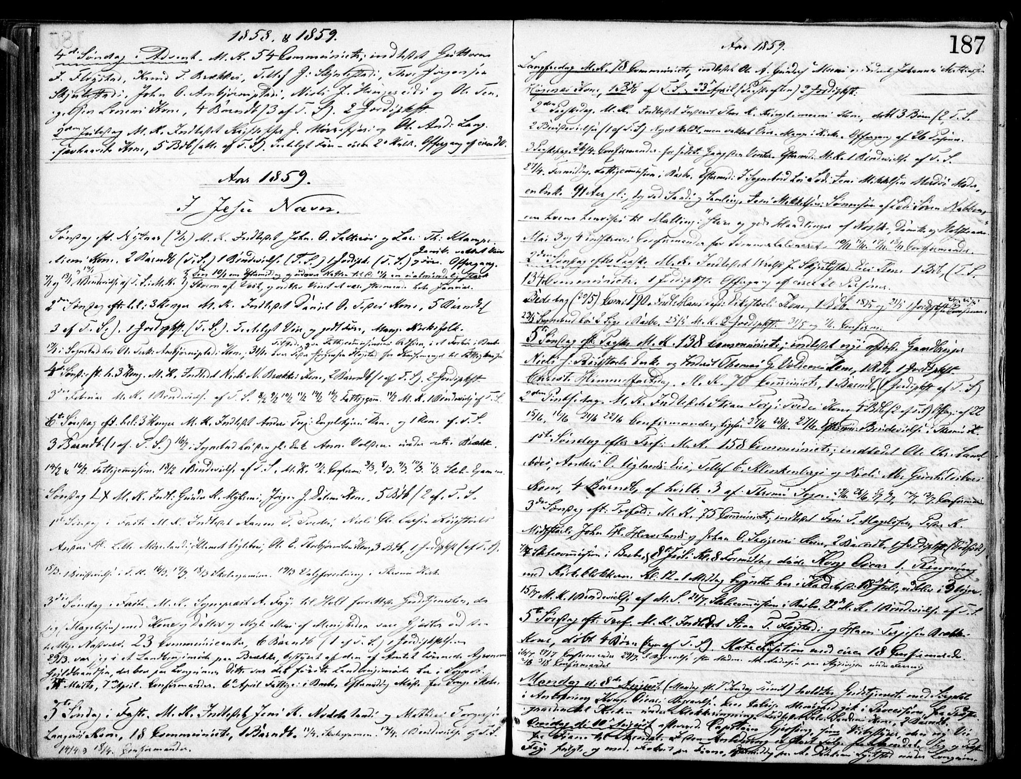 Austre Moland sokneprestkontor, SAK/1111-0001/F/Fa/Faa/L0008: Parish register (official) no. A 8, 1858-1868, p. 187
