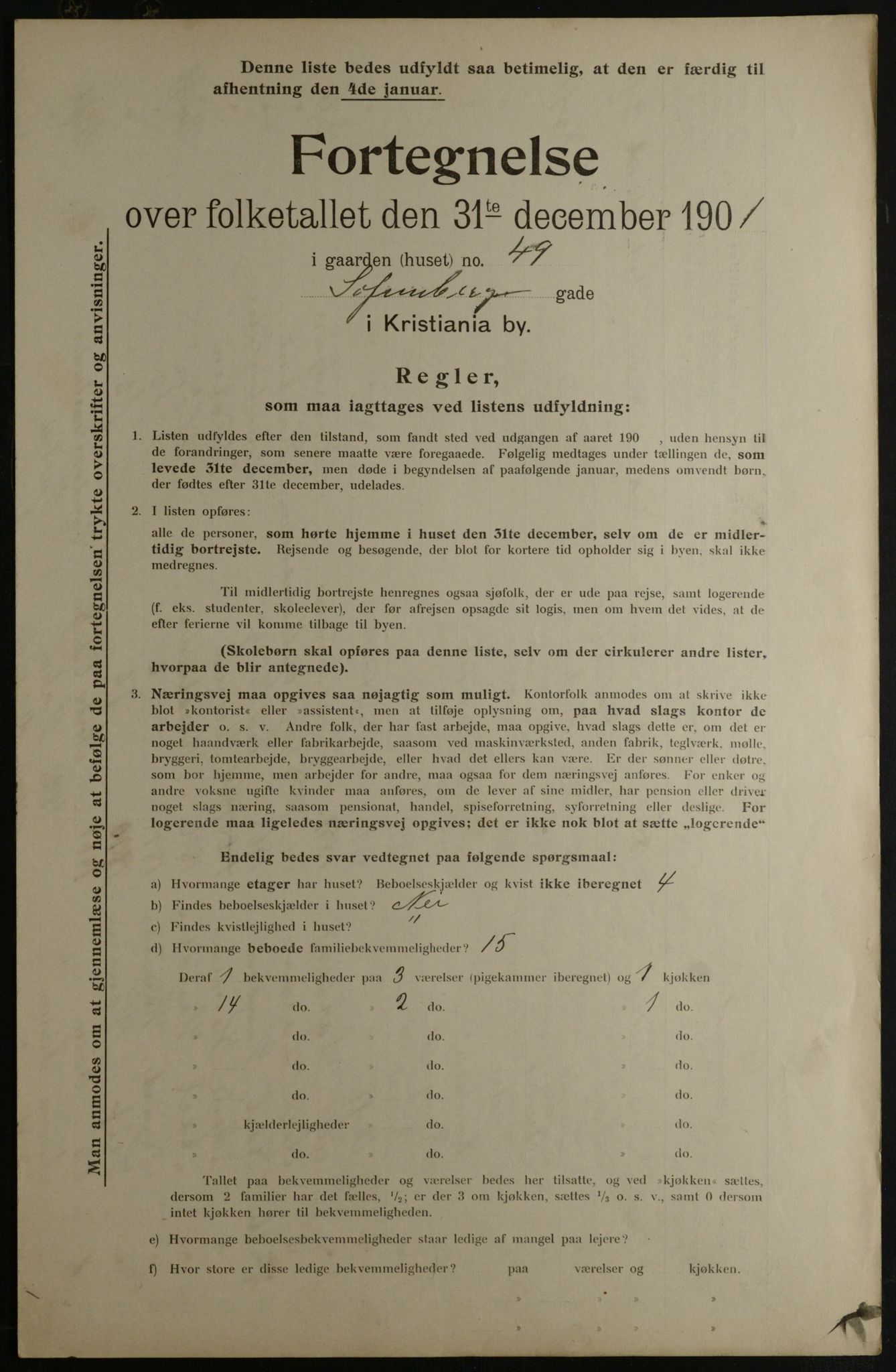 OBA, Municipal Census 1901 for Kristiania, 1901, p. 15195