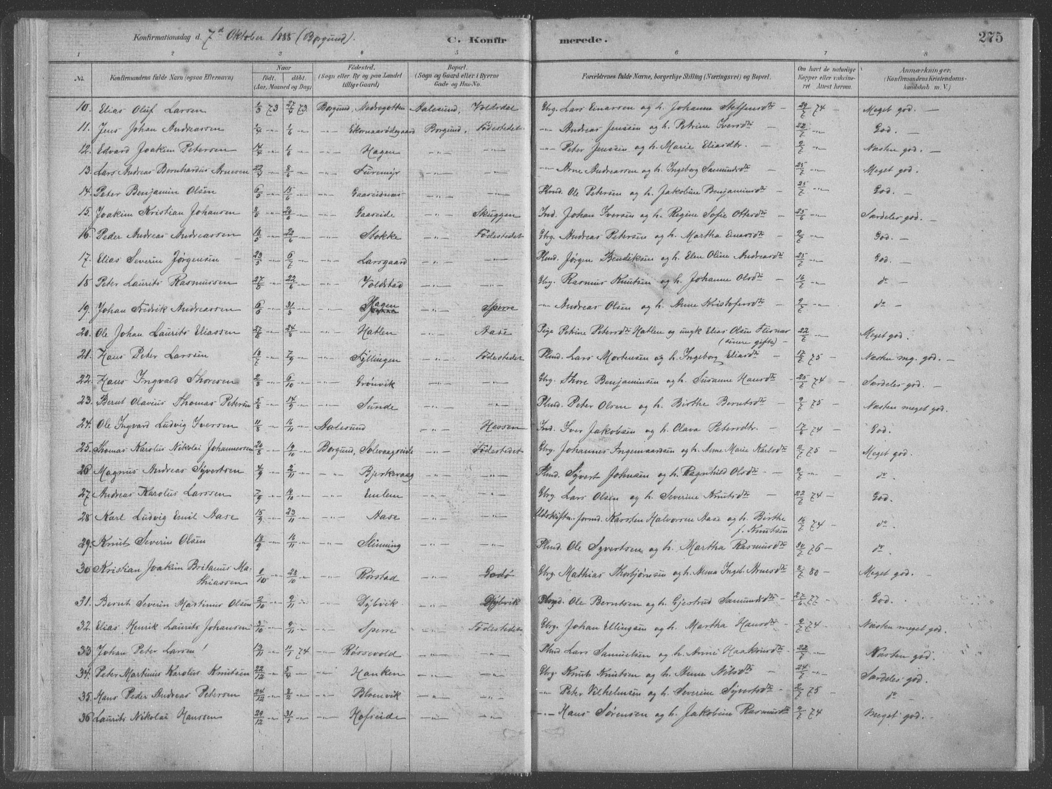 Ministerialprotokoller, klokkerbøker og fødselsregistre - Møre og Romsdal, SAT/A-1454/528/L0402: Parish register (official) no. 528A12II, 1880-1903, p. 275