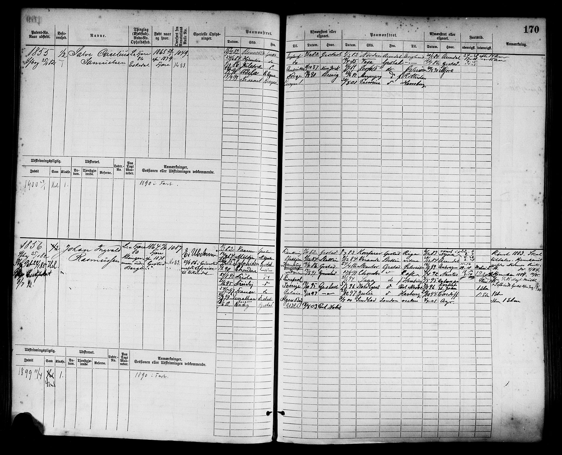 Grimstad mønstringskrets, AV/SAK-2031-0013/F/Fb/L0003: Hovedrulle nr 1517-2276, F-6, 1877-1888, p. 178