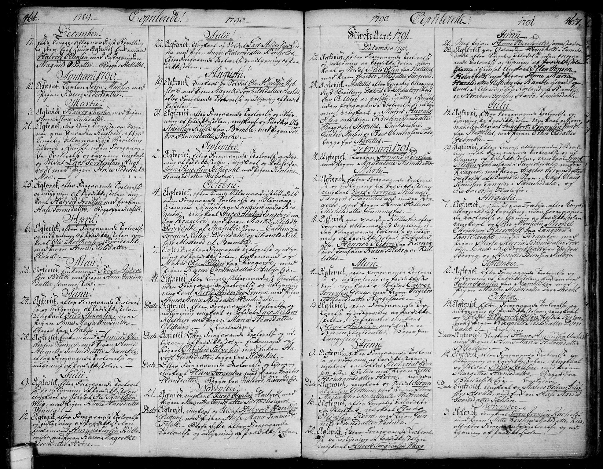 Bamble kirkebøker, AV/SAKO-A-253/F/Fa/L0002: Parish register (official) no. I 2, 1775-1814, p. 466-467