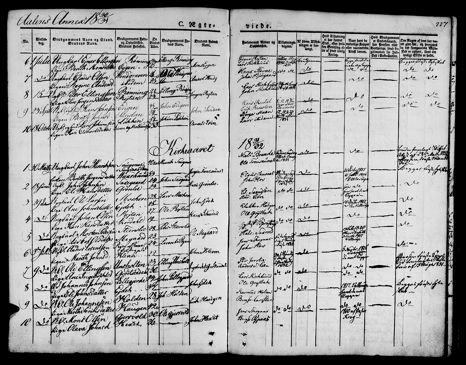 Ministerialprotokoller, klokkerbøker og fødselsregistre - Sør-Trøndelag, SAT/A-1456/685/L0959: Parish register (official) no. 685A04 /3, 1829-1845, p. 227