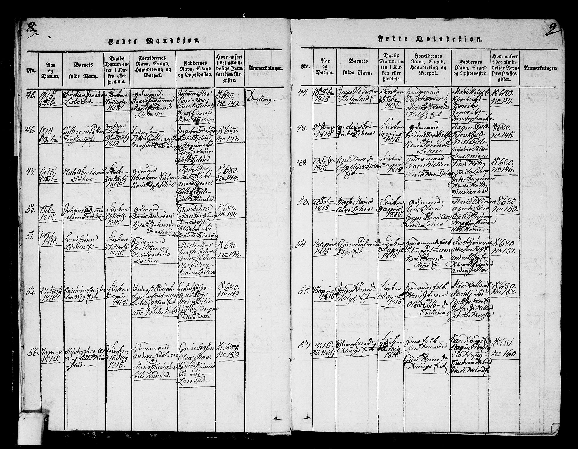 Hole kirkebøker, AV/SAKO-A-228/G/Ga/L0001: Parish register (copy) no. I 1, 1814-1842, p. 8-9