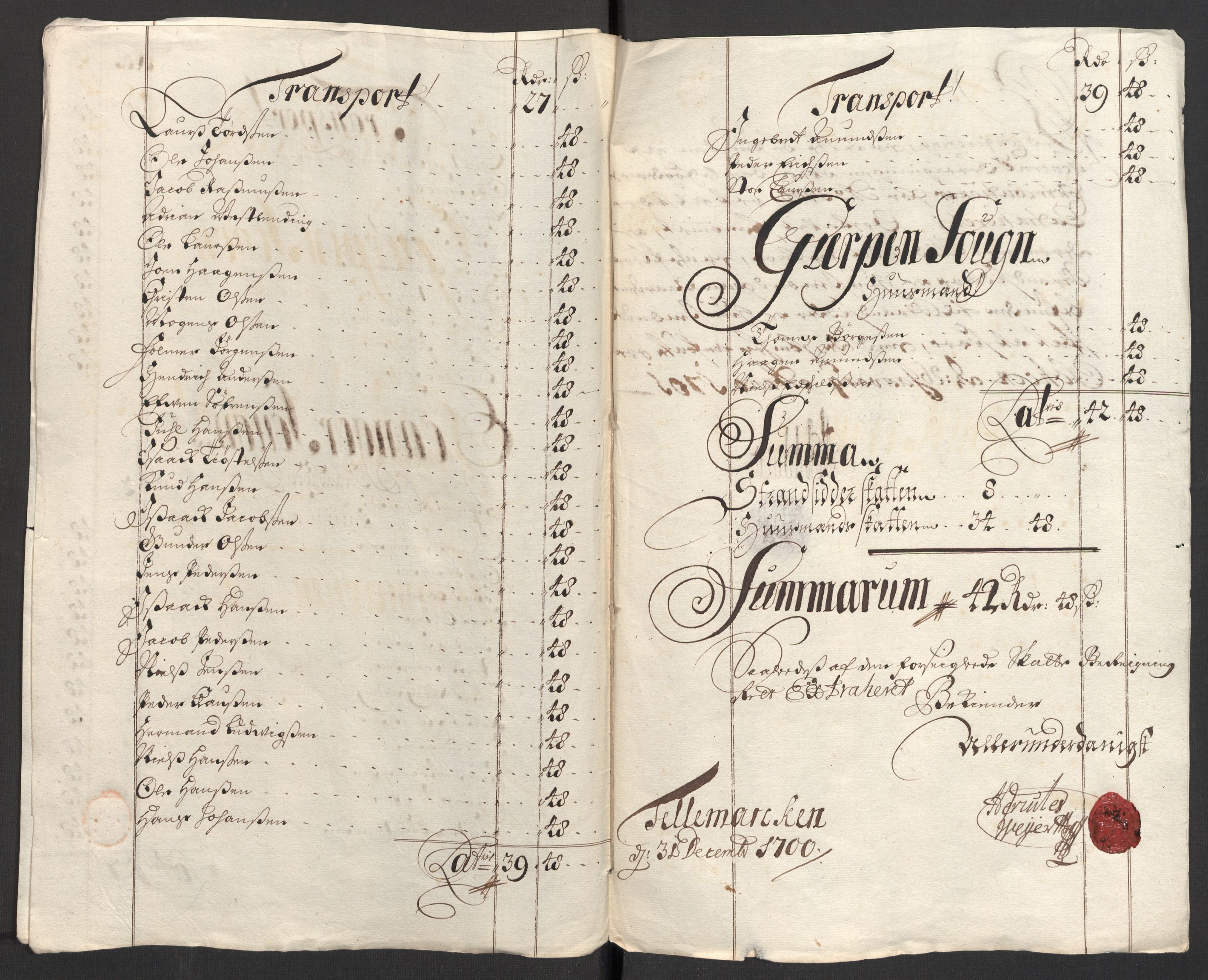 Rentekammeret inntil 1814, Reviderte regnskaper, Fogderegnskap, RA/EA-4092/R36/L2104: Fogderegnskap Øvre og Nedre Telemark og Bamble, 1700, p. 356