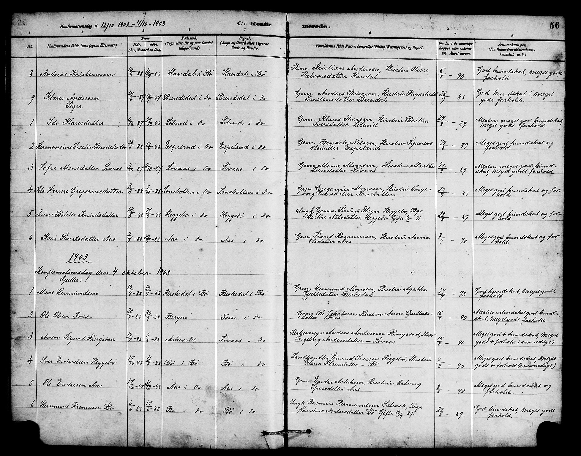 Hyllestad sokneprestembete, SAB/A-80401: Parish register (copy) no. B 2, 1889-1915, p. 56