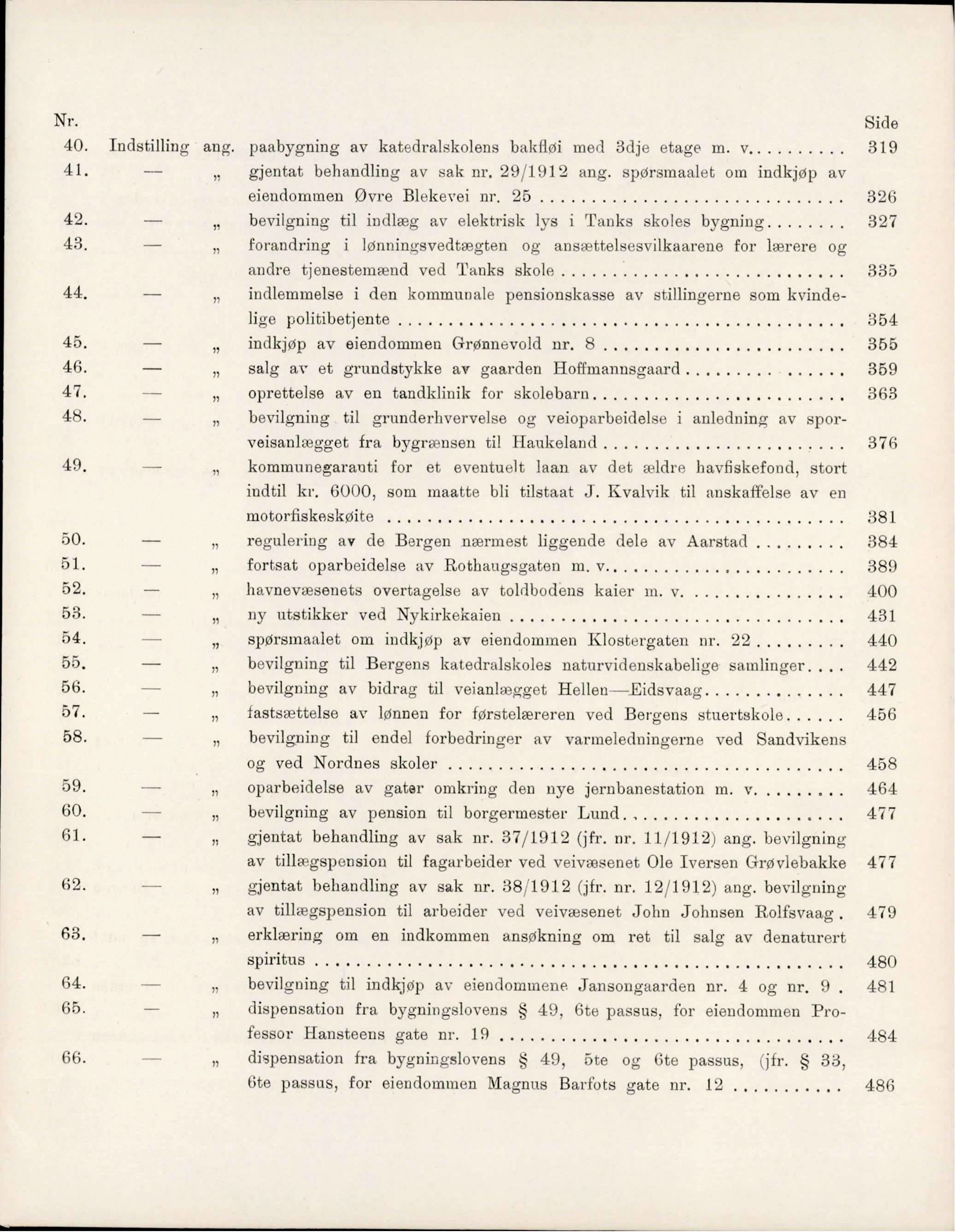 Bergen kommune. Formannskapet, BBA/A-0003/Ad/L0086: Bergens Kommuneforhandlinger, hele 1912 og første halvår i 1913, bind I, 1912-1913