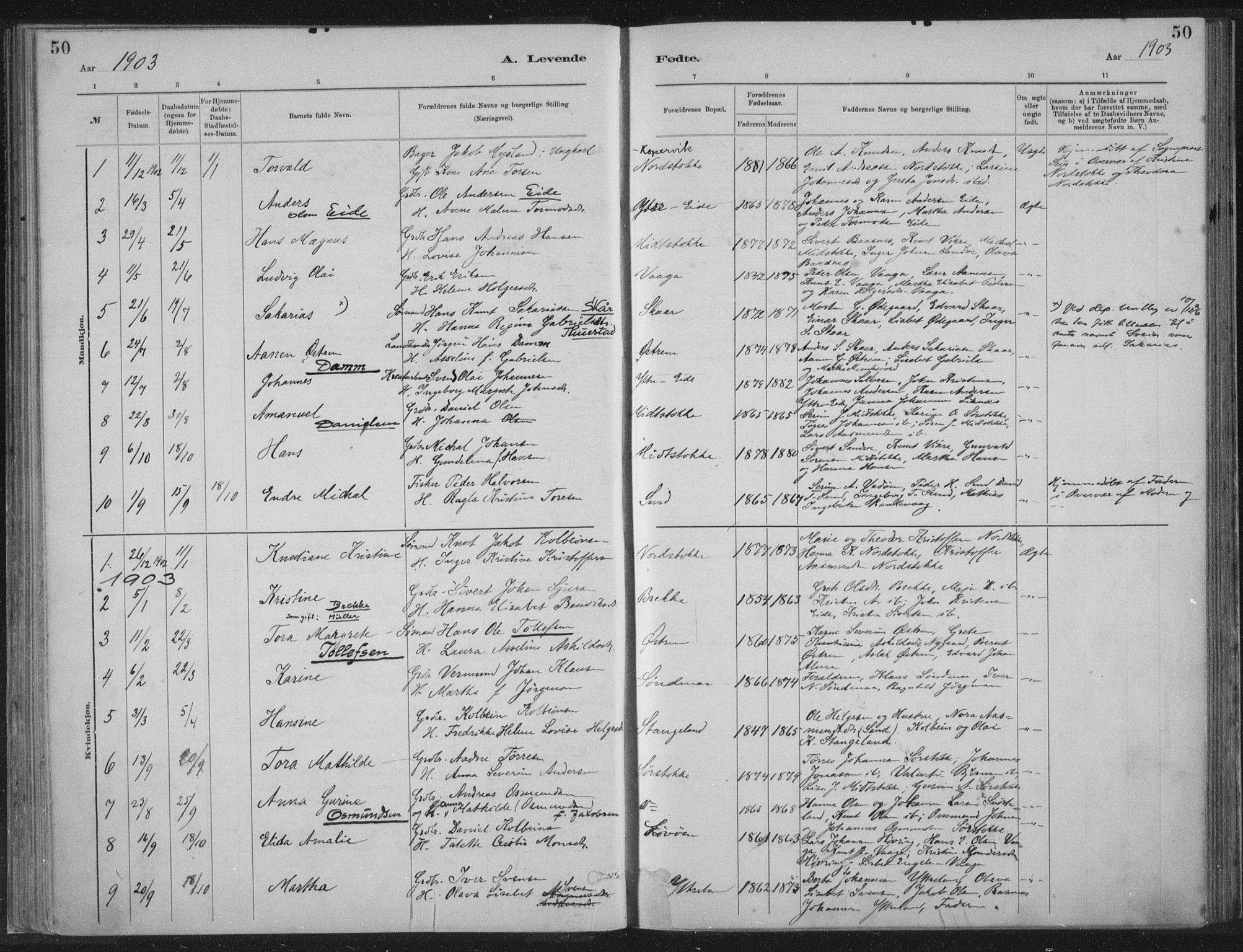 Kopervik sokneprestkontor, SAST/A-101850/H/Ha/Haa/L0002: Parish register (official) no. A 2, 1880-1912, p. 50