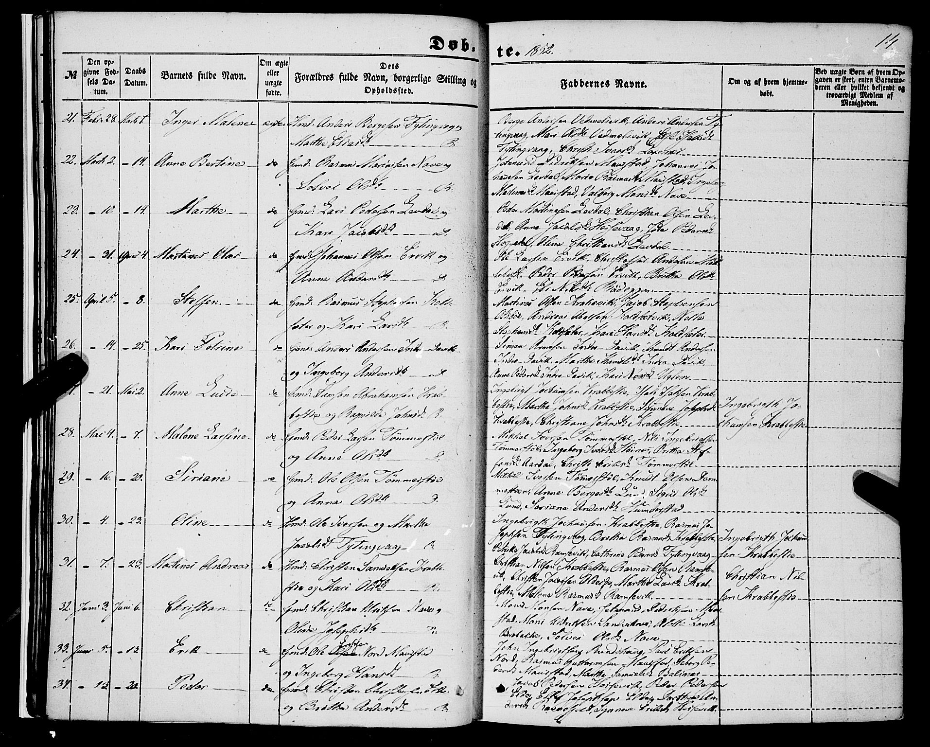 Davik sokneprestembete, SAB/A-79701/H/Haa/Haaa/L0005: Parish register (official) no. A 5, 1850-1866, p. 14