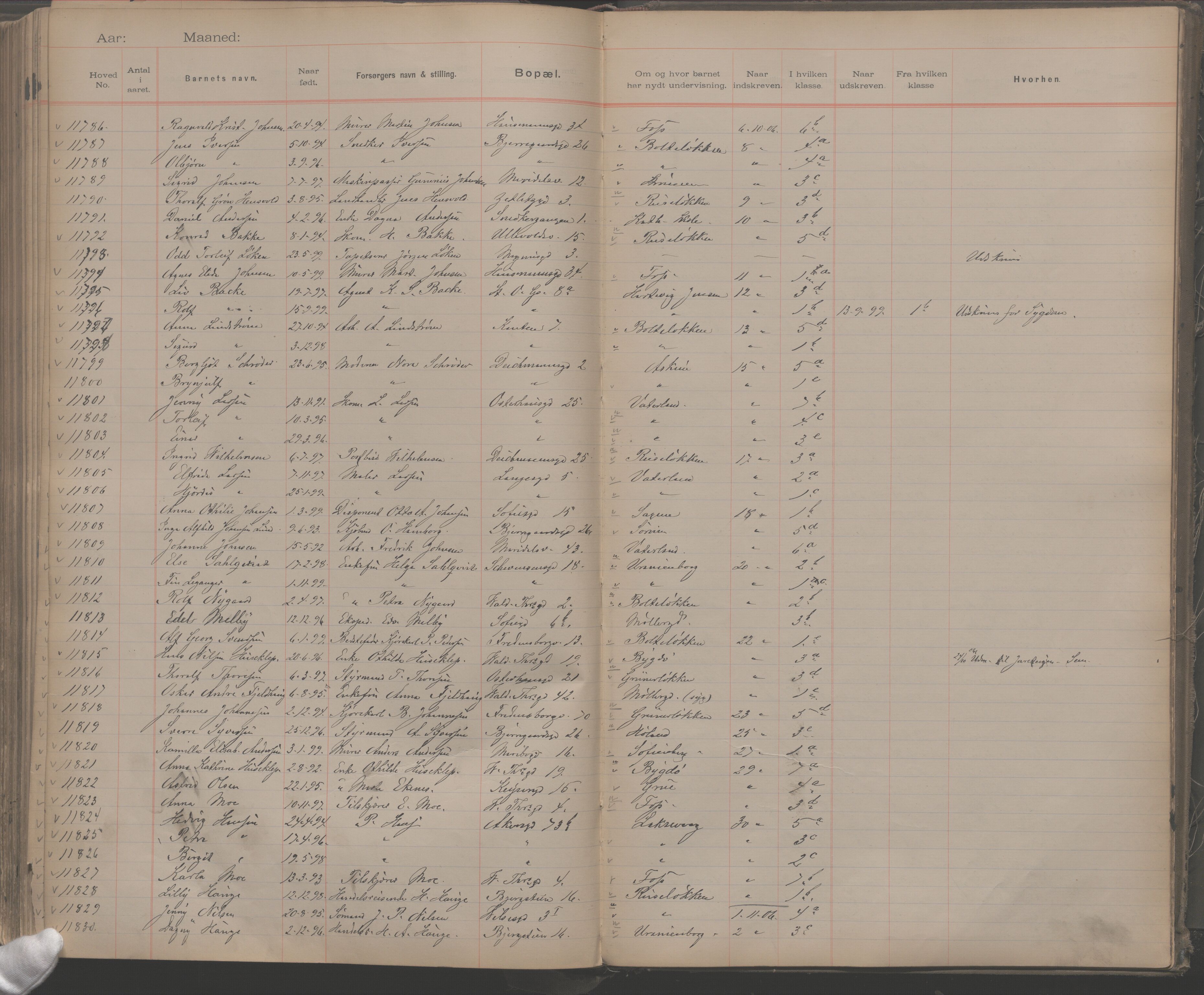 Møllergata skole, OBA/A-20129/F/Fa/L0001: Ut-/innskrivningsprotokoll, 1889-1907, p. 268