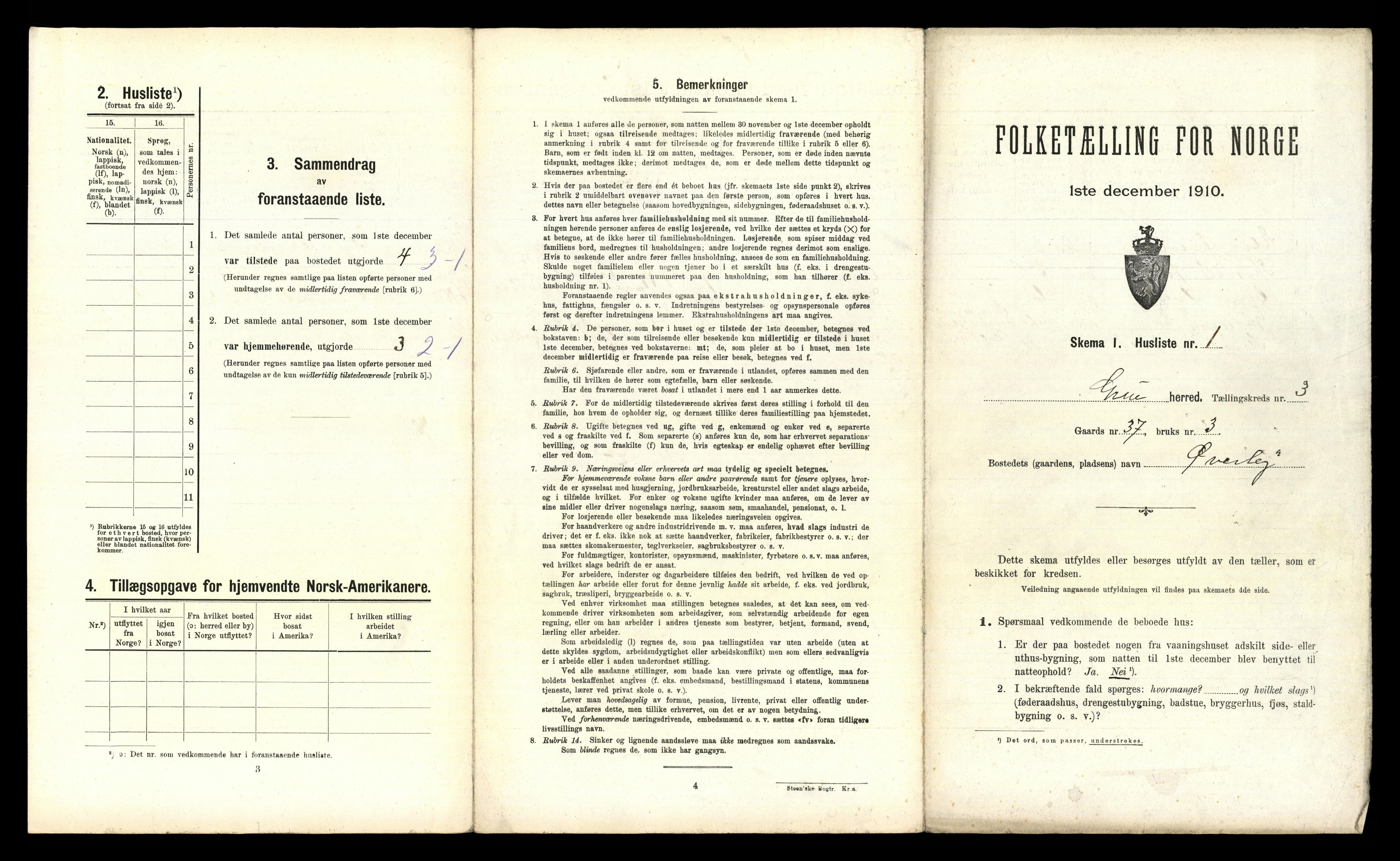 RA, 1910 census for Grue, 1910, p. 409