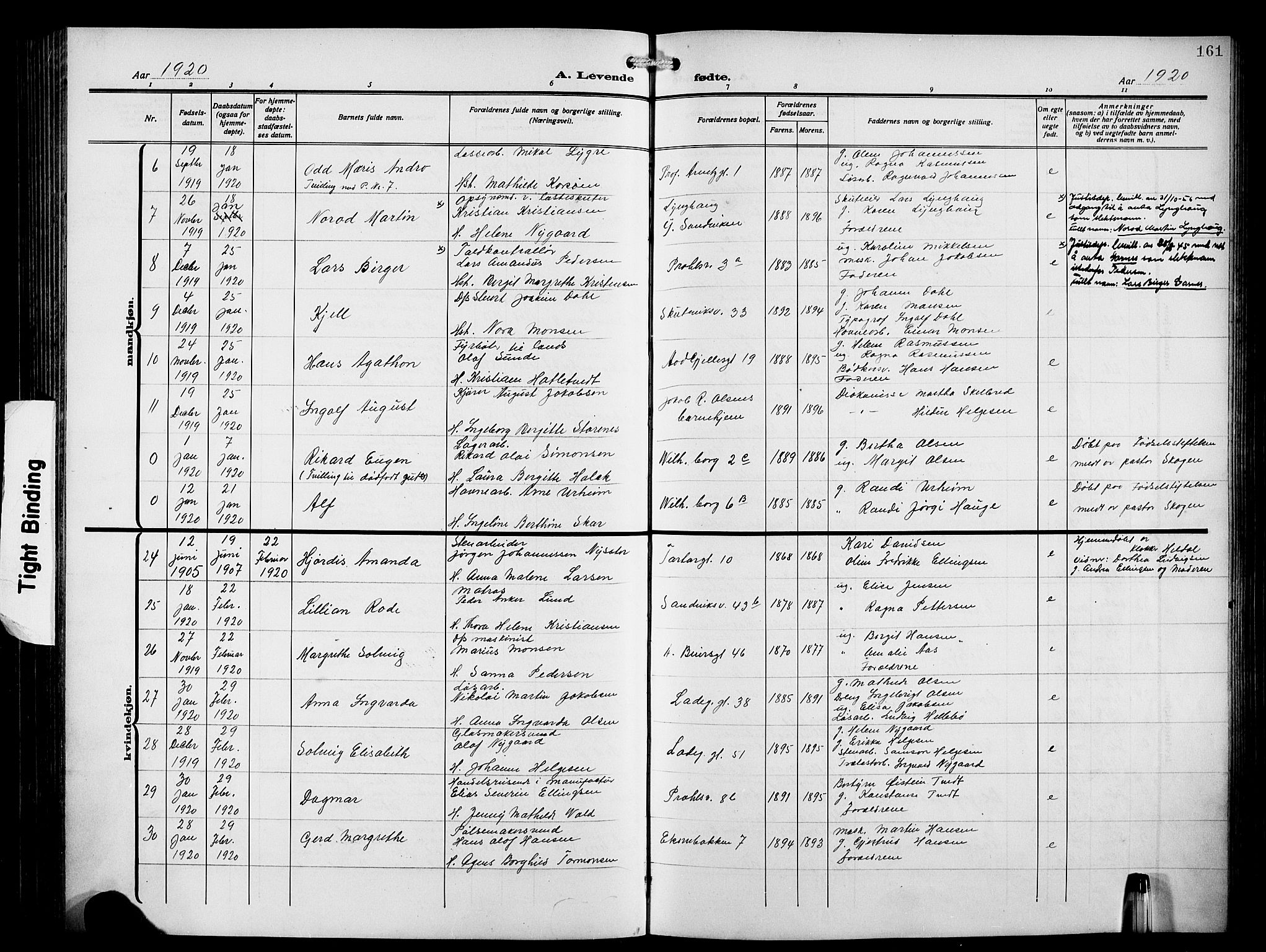 Sandviken Sokneprestembete, AV/SAB-A-77601/H/Hb/L0005: Parish register (copy) no. B 2, 1914-1925, p. 161