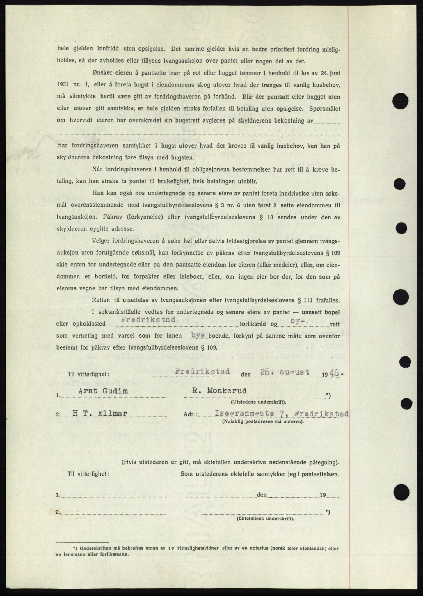 Moss sorenskriveri, SAO/A-10168: Mortgage book no. B15, 1946-1946, Diary no: : 2106/1946