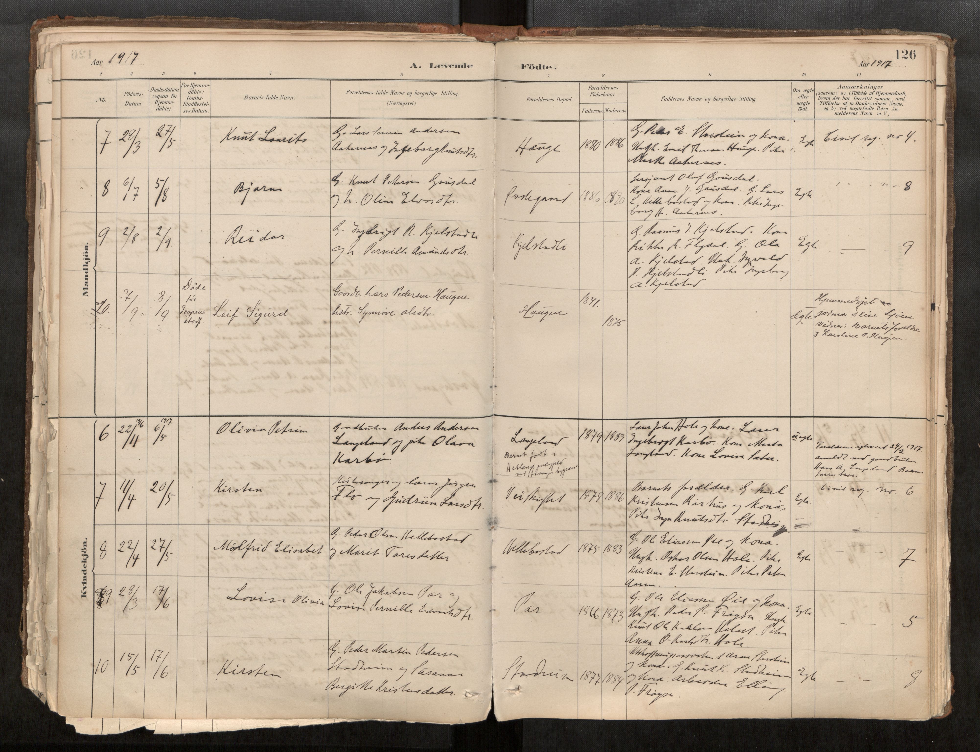 Sunnylven sokneprestkontor, AV/SAT-A-1007: Parish register (official) no. 517A08, 1882-1939, p. 126