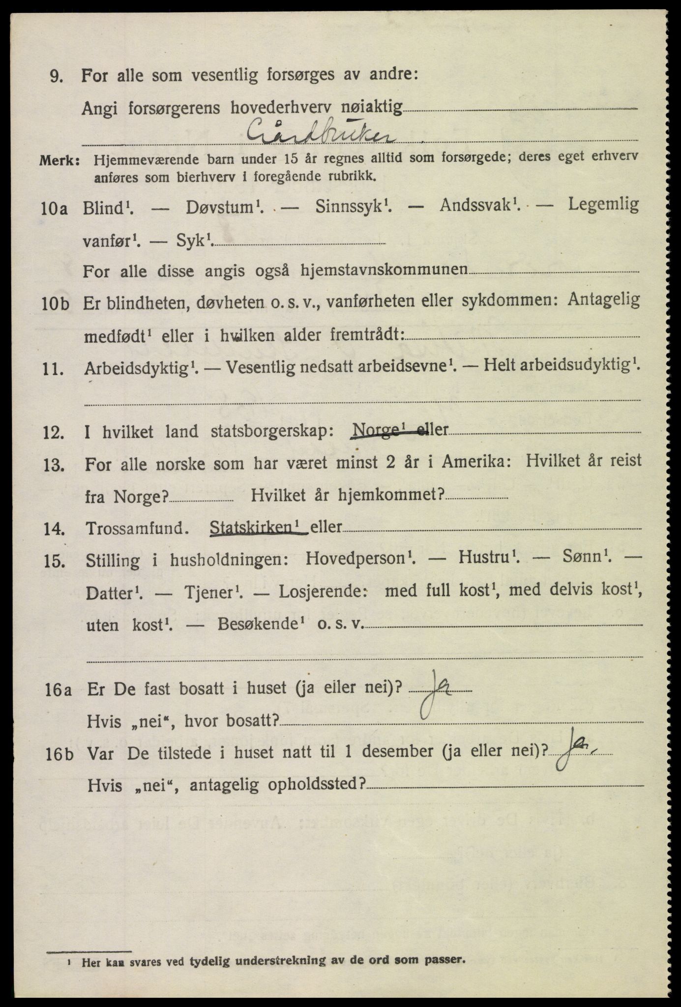 SAH, 1920 census for Nordre Land, 1920, p. 4939