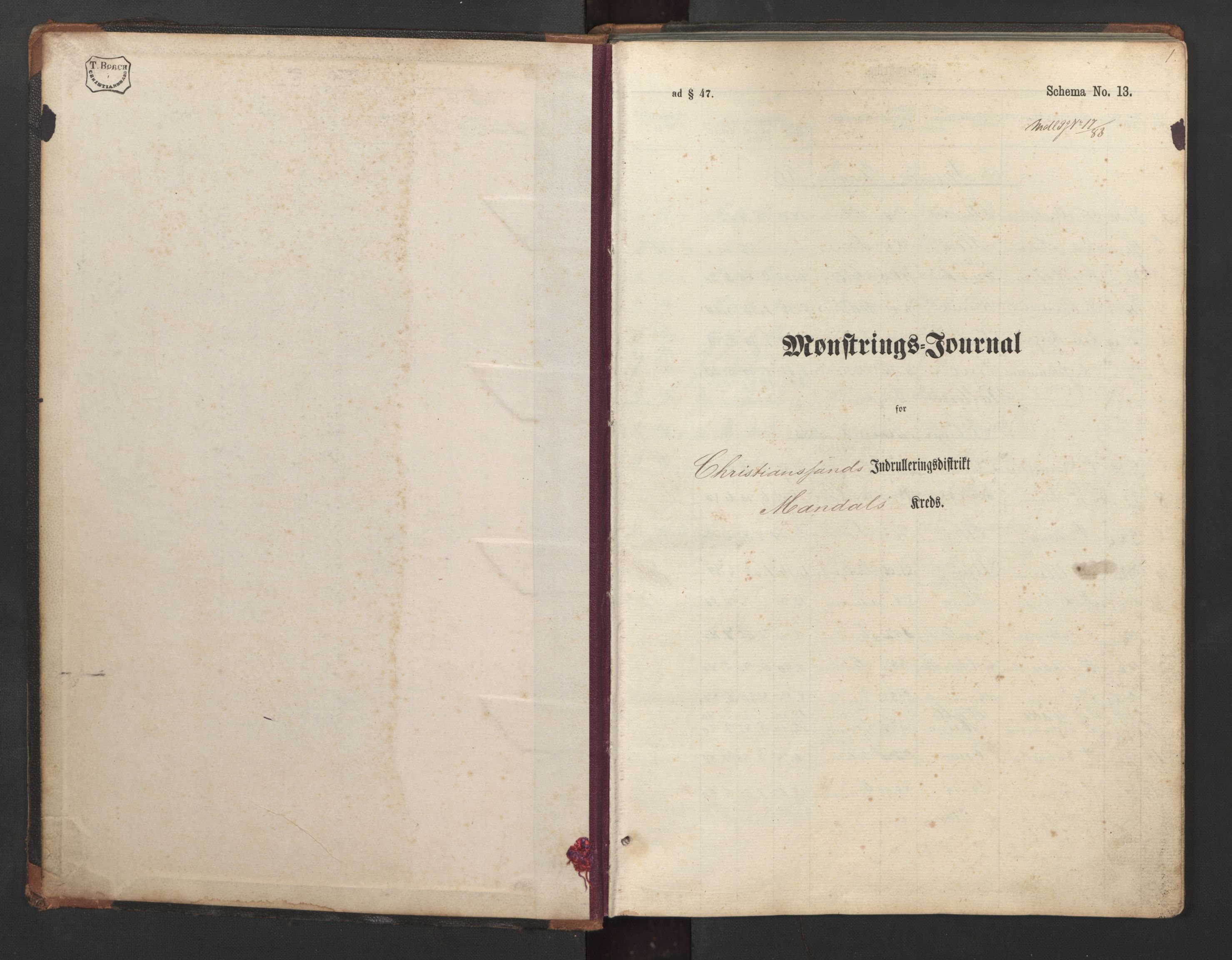 Mandal mønstringskrets, AV/SAK-2031-0016/G/Ga/L0003: Mønstringsjournal, Y-28, 1883-1893, p. 2