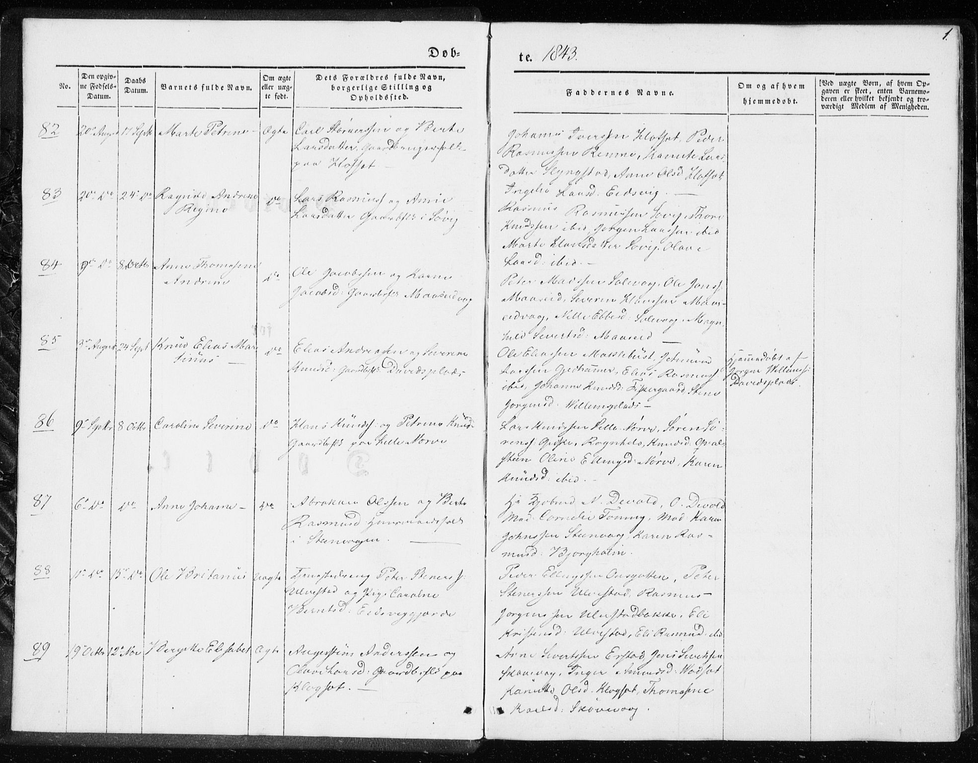 Ministerialprotokoller, klokkerbøker og fødselsregistre - Møre og Romsdal, AV/SAT-A-1454/528/L0415: Curate's parish register no. 528B03, 1843-1852, p. 1