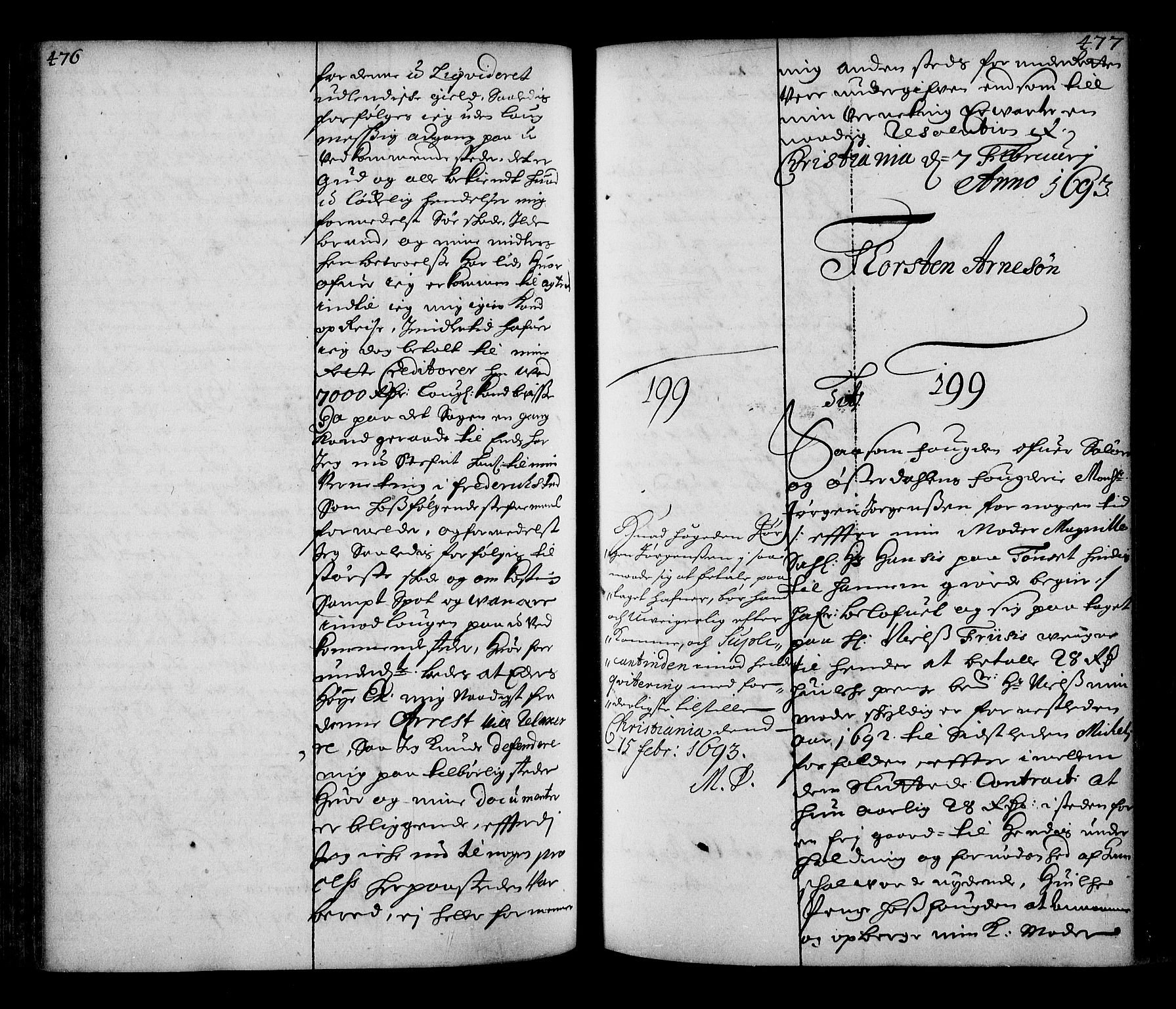 Stattholderembetet 1572-1771, AV/RA-EA-2870/Ae/L0010: Supplikasjons- og resolusjonsprotokoll, 1692-1693, p. 476-477