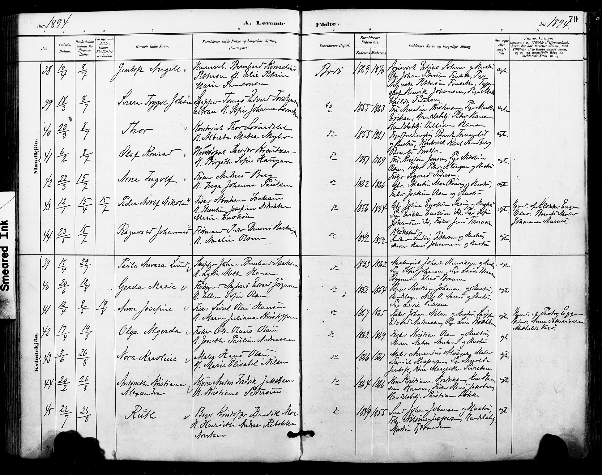 Ministerialprotokoller, klokkerbøker og fødselsregistre - Nordland, SAT/A-1459/801/L0010: Parish register (official) no. 801A10, 1888-1899, p. 79