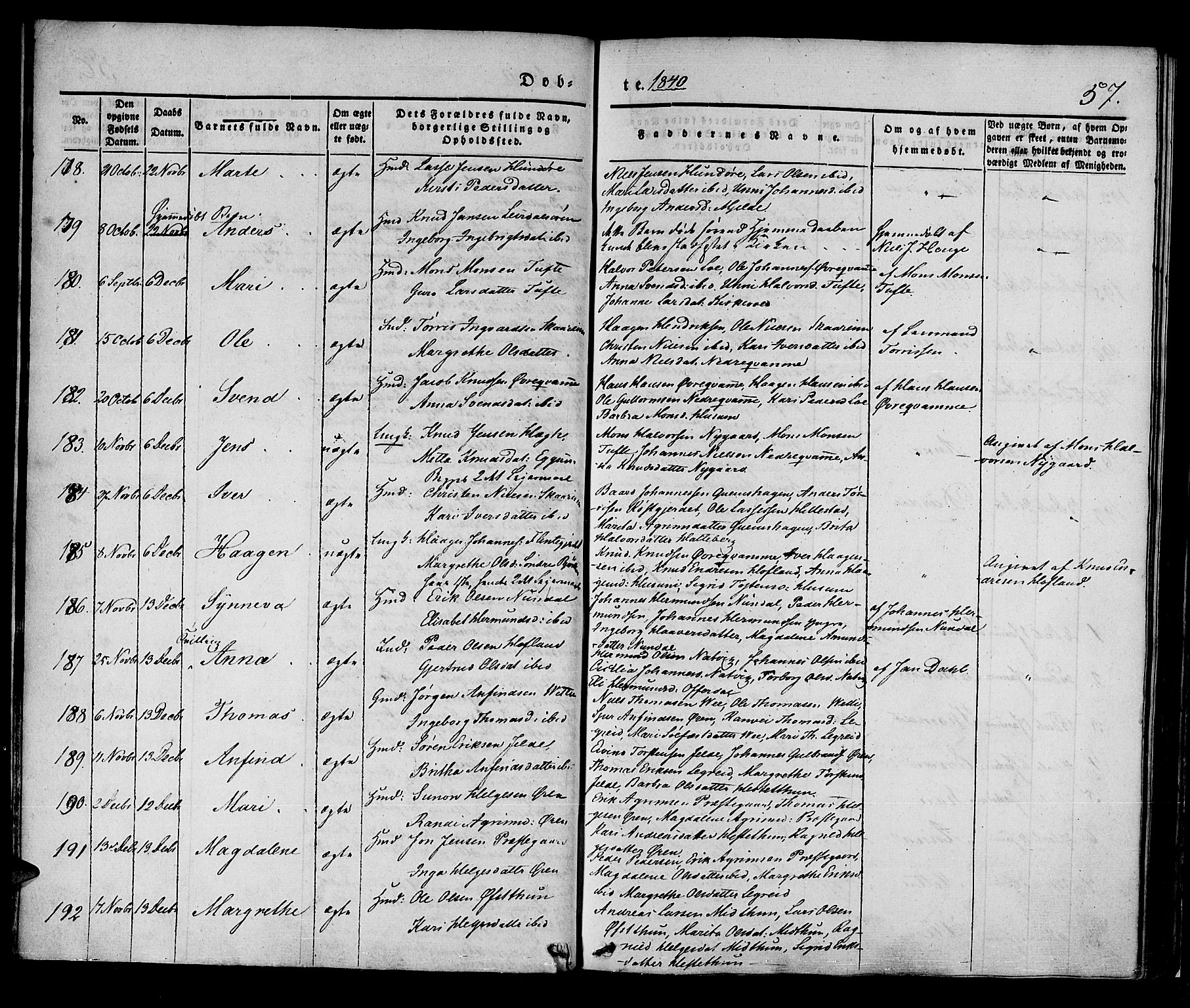 Lærdal sokneprestembete, AV/SAB-A-81201: Parish register (official) no. A 6, 1835-1849, p. 57