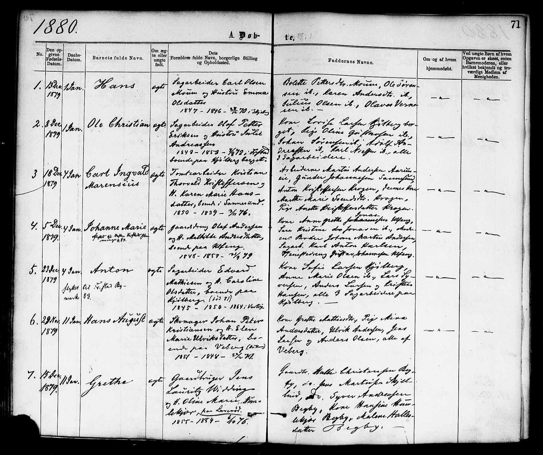 Borge prestekontor Kirkebøker, SAO/A-10903/F/Fa/L0007: Parish register (official) no. I 7, 1875-1886, p. 71