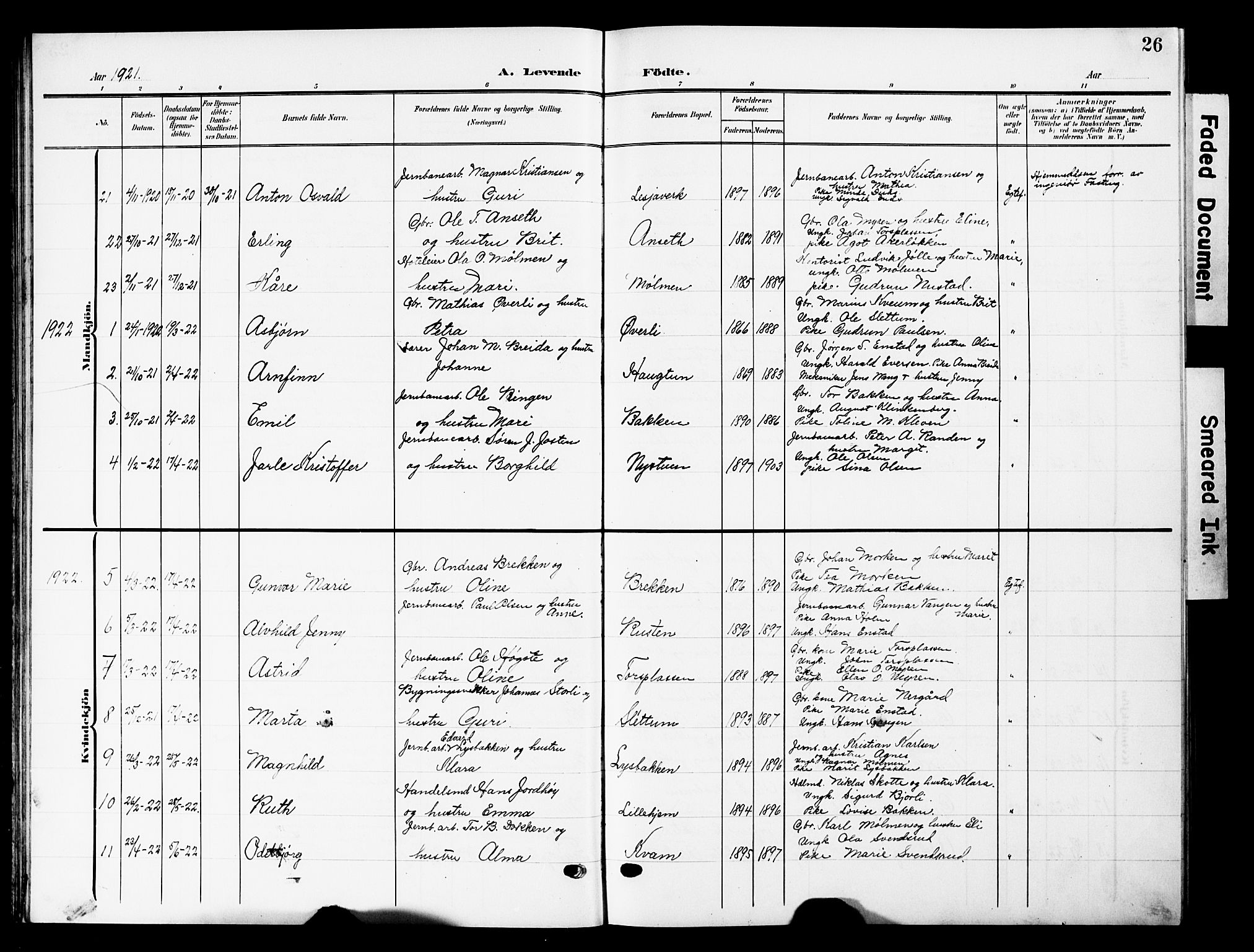 Lesja prestekontor, AV/SAH-PREST-068/H/Ha/Hab/L0008: Parish register (copy) no. 8, 1905-1931, p. 26