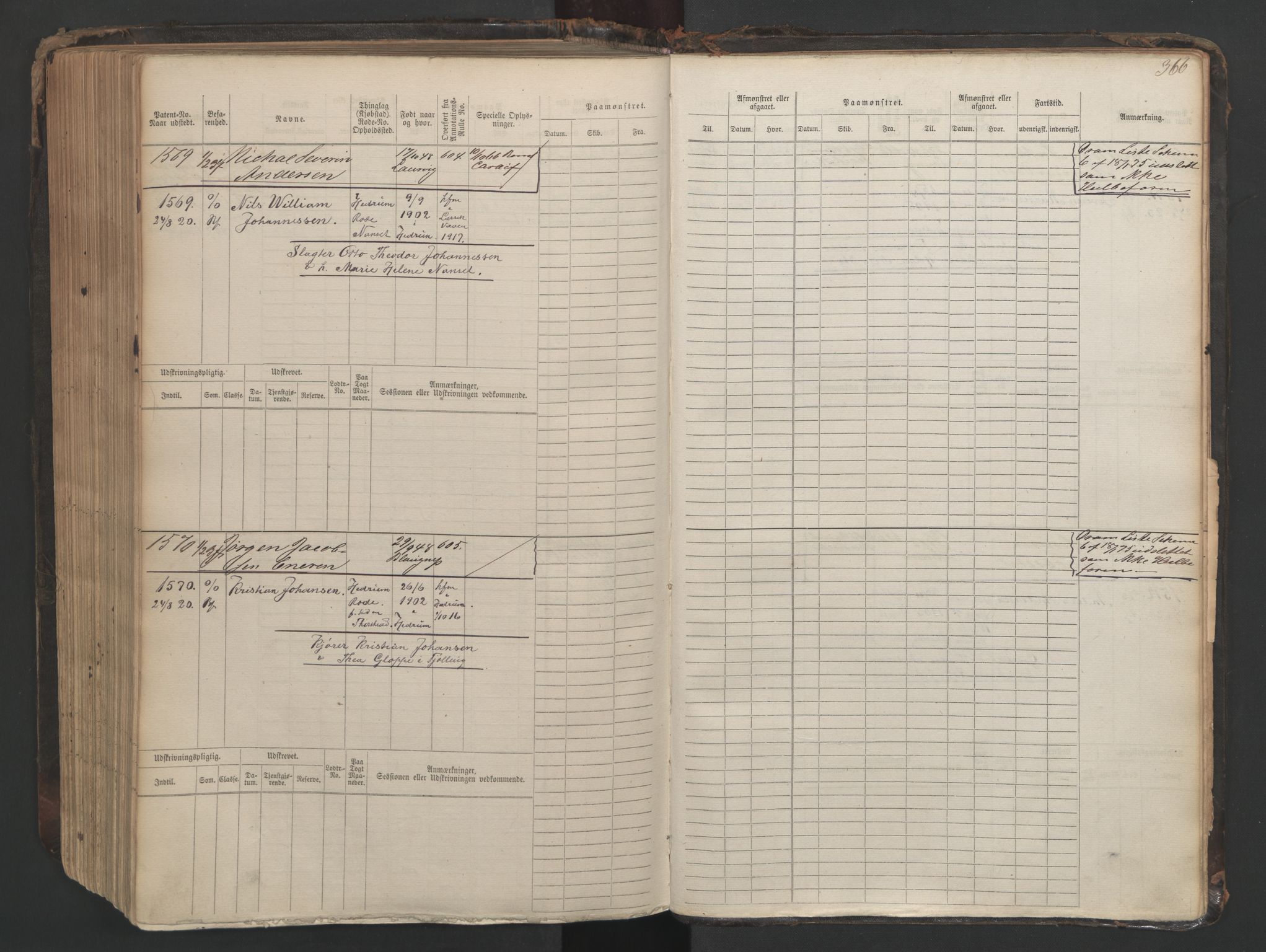 Larvik innrulleringskontor, AV/SAKO-A-787/F/Fc/L0003: Hovedrulle, 1868, p. 366