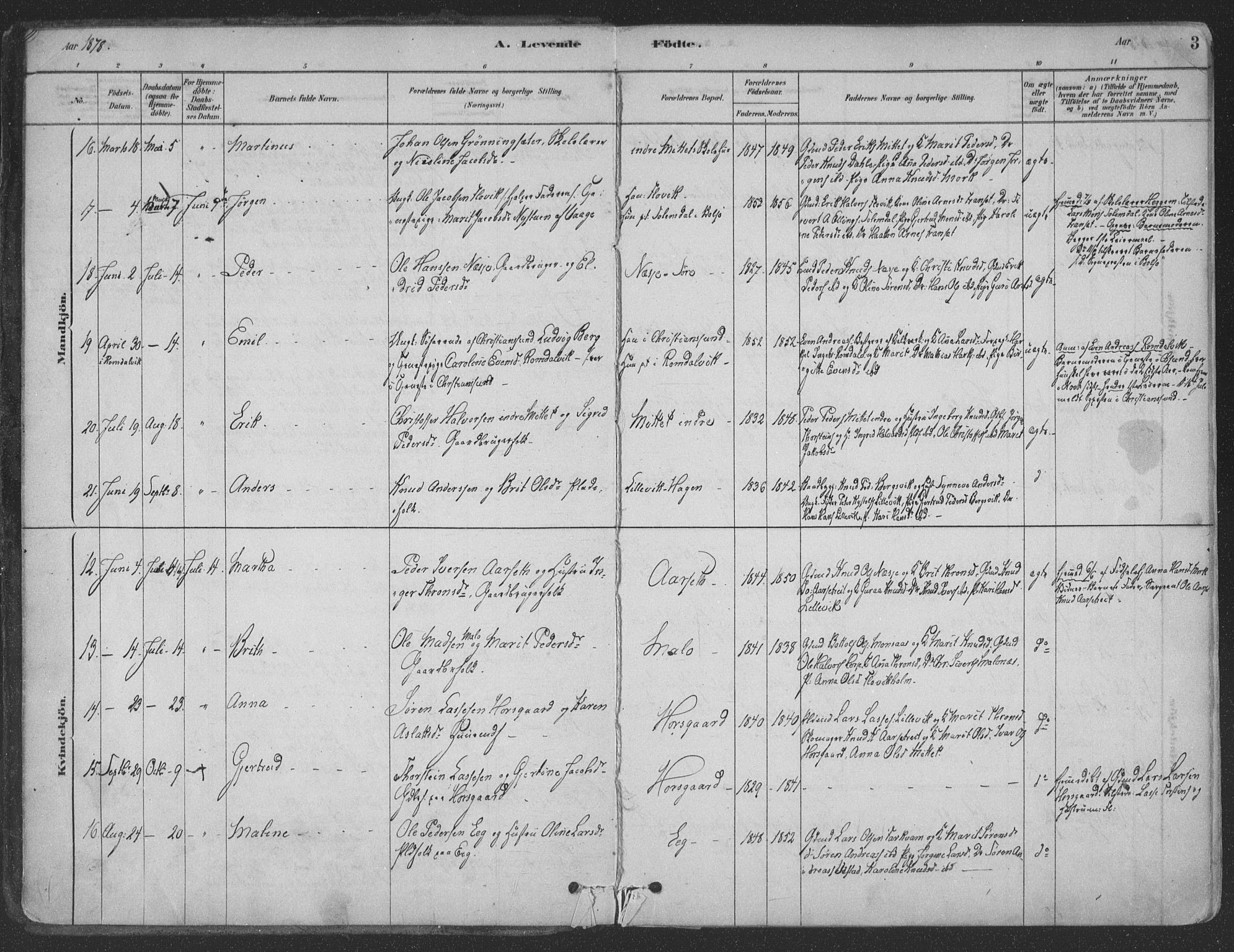 Ministerialprotokoller, klokkerbøker og fødselsregistre - Møre og Romsdal, SAT/A-1454/547/L0604: Parish register (official) no. 547A06, 1878-1906, p. 3