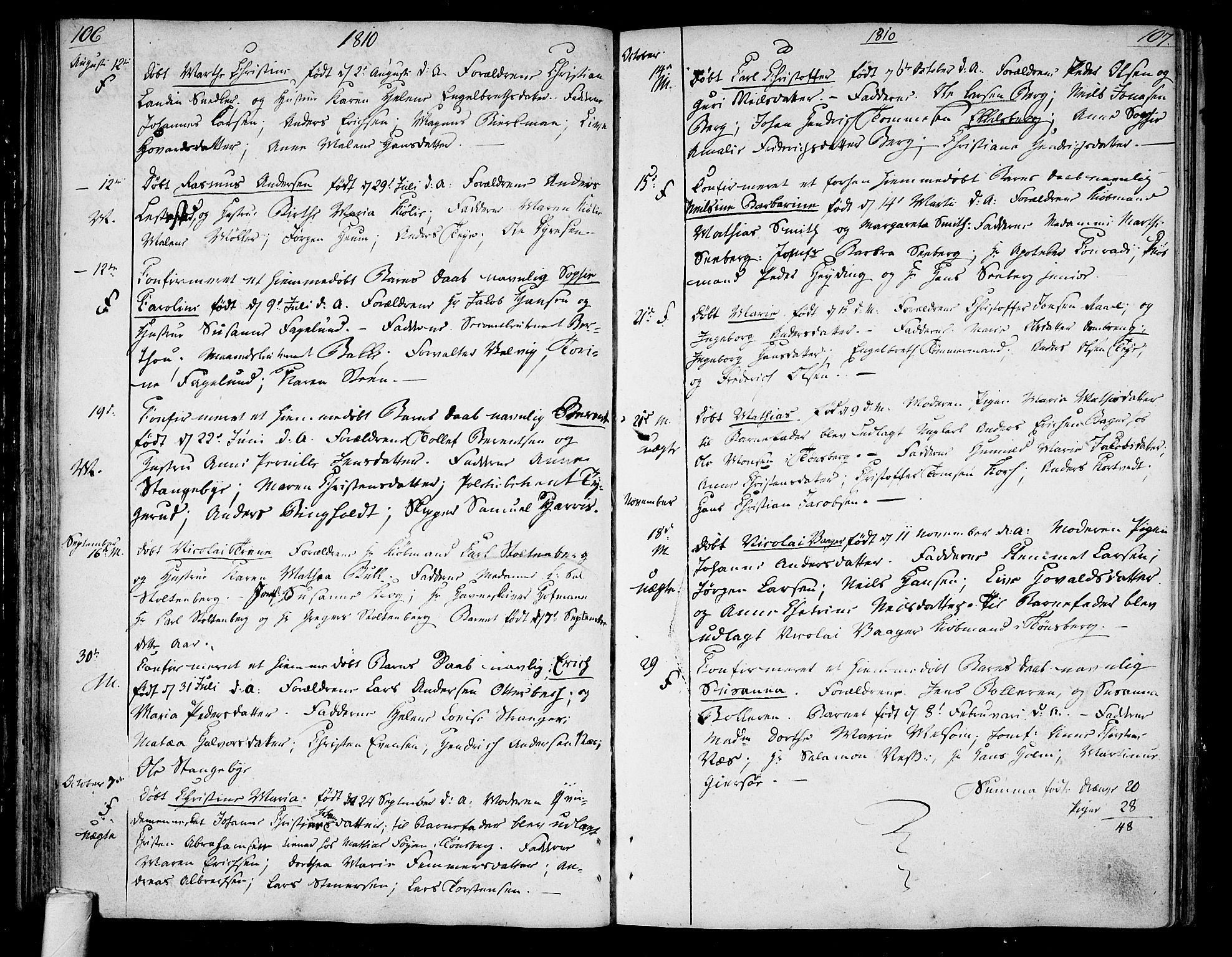Tønsberg kirkebøker, SAKO/A-330/F/Fa/L0003: Parish register (official) no. I 3, 1797-1814, p. 106-107