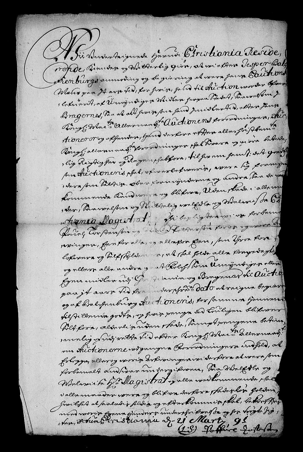 Stattholderembetet 1572-1771, RA/EA-2870/Af/L0004: Avskrifter av vedlegg til originale supplikker, nummerert i samsvar med supplikkbøkene, 1691-1694, p. 37