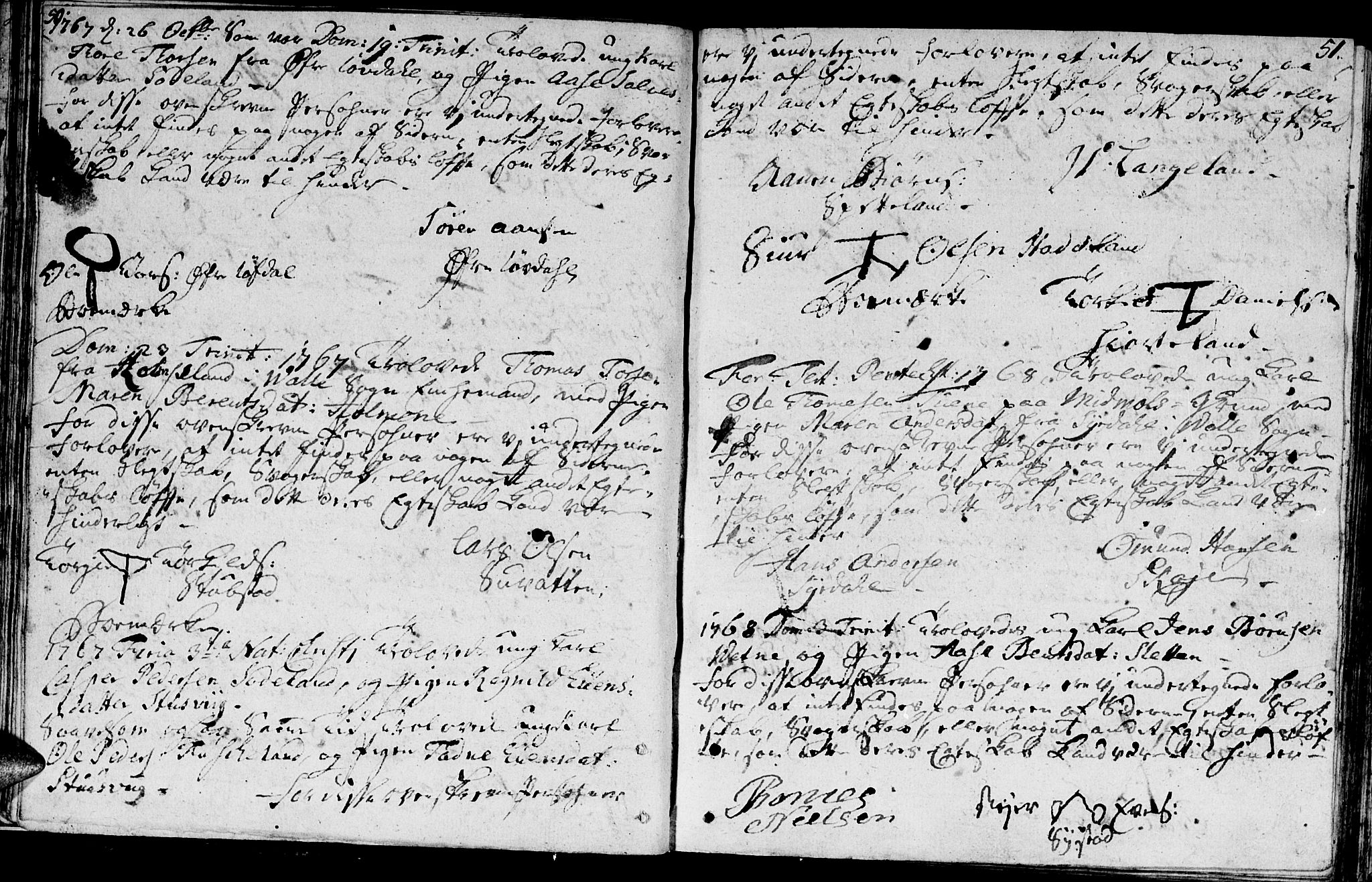 Holum sokneprestkontor, SAK/1111-0022/F/Fa/Faa/L0001: Parish register (official) no. A 1, 1750-1802, p. 50-51