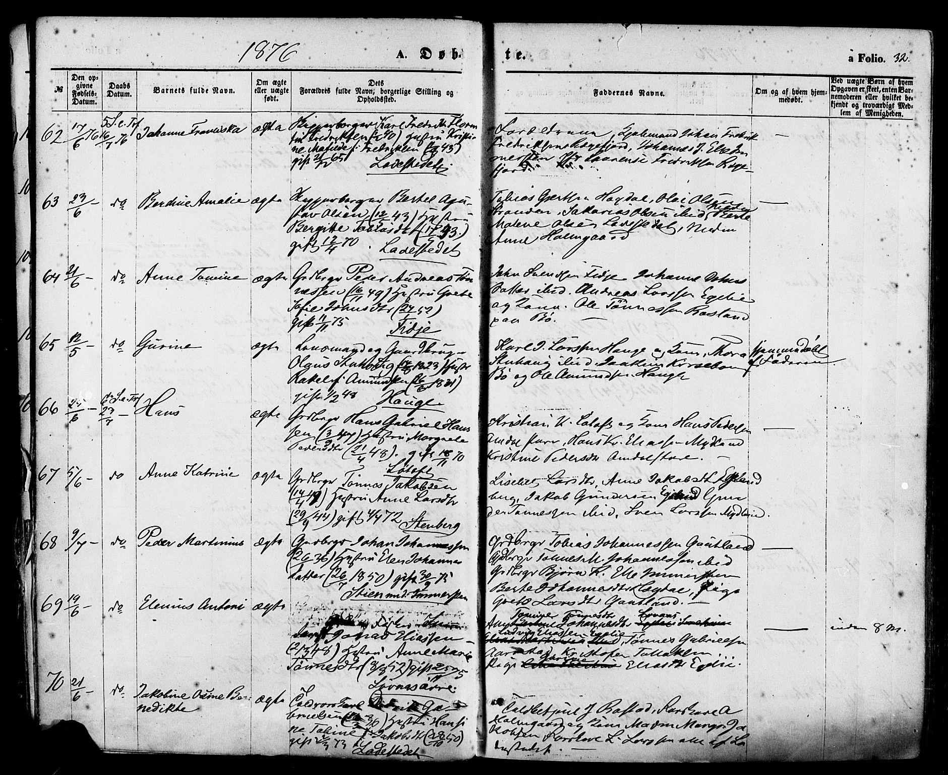 Sokndal sokneprestkontor, AV/SAST-A-101808: Parish register (official) no. A 10, 1874-1886, p. 32